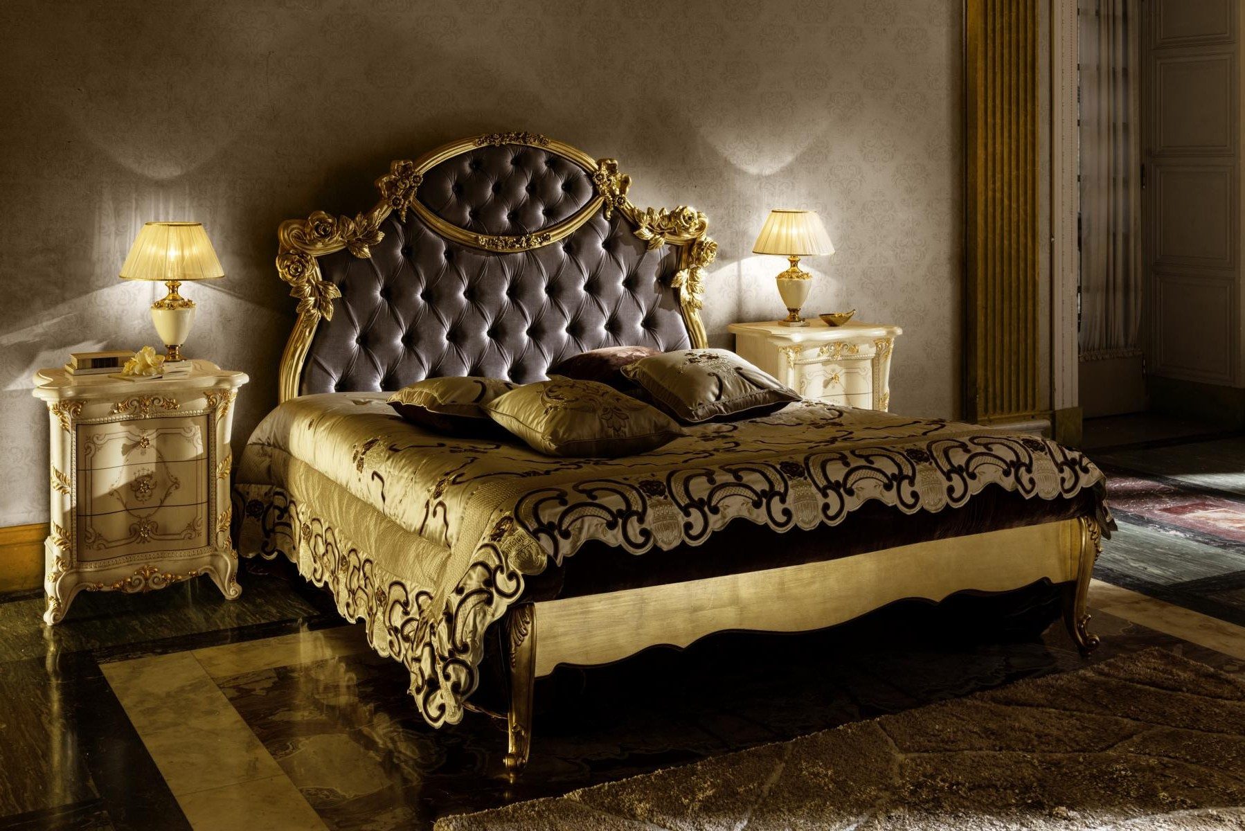 Xlmoebel Polsterbett Luxus Chesterfield Bett im Barock-Stil mit edlem Design (Bett, 1-tlg., Bett), Hergestellt in Europa