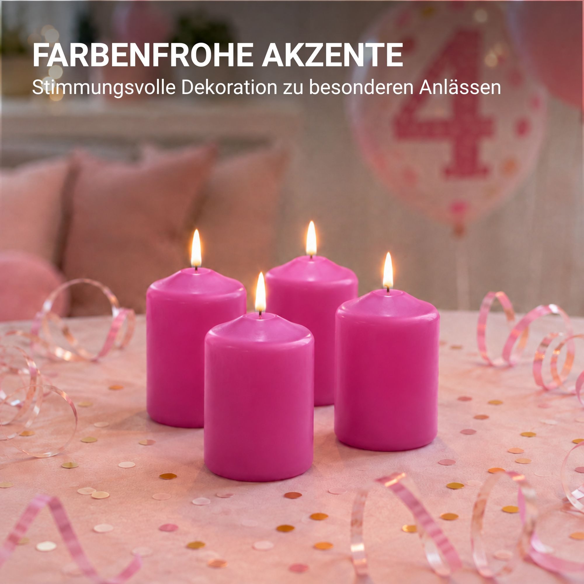 HS Candle Stumpenkerze Set kompakt und unparfümiert, Ø4cm x H6 cm (12-tlg., Dekolicht), bis zu 7h Brenndauer je Kerze, Wachsmischung, Made in EU – Bild 3 von 5