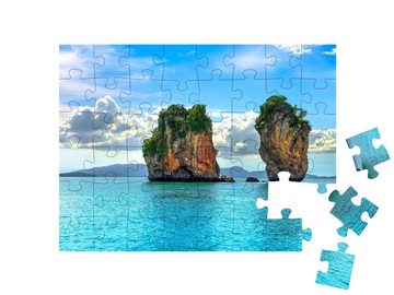 puzzleYOU Puzzle Atemberaubende tropische Felseninsel, 48 Puzzleteile, puzzleYOU-Kollektionen Natur, Inseln, Insel & Meer