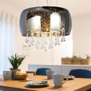 Globo LED Pendelleuchte, Leuchtmittel inklusive, Warmweiß, Pendelleuchte Esstischlampe Hängelampe Rauchglas Wohnzimmerleuchte LED