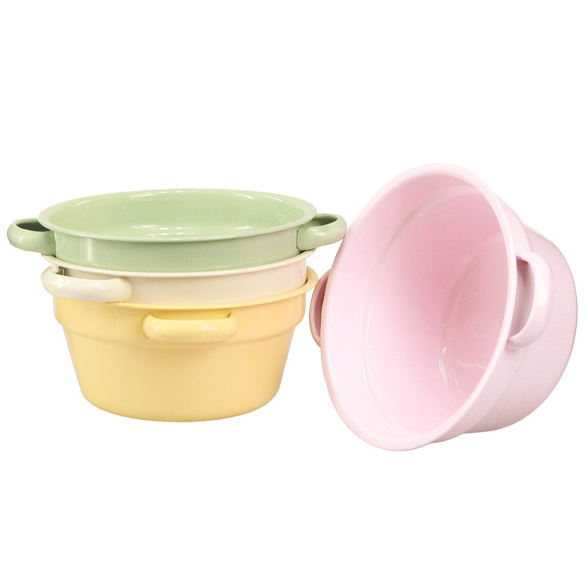 Florists Products Übertopf Metallschale Deko Pastell 17cm 4er Set Henkel Schüssel, 4 Stück