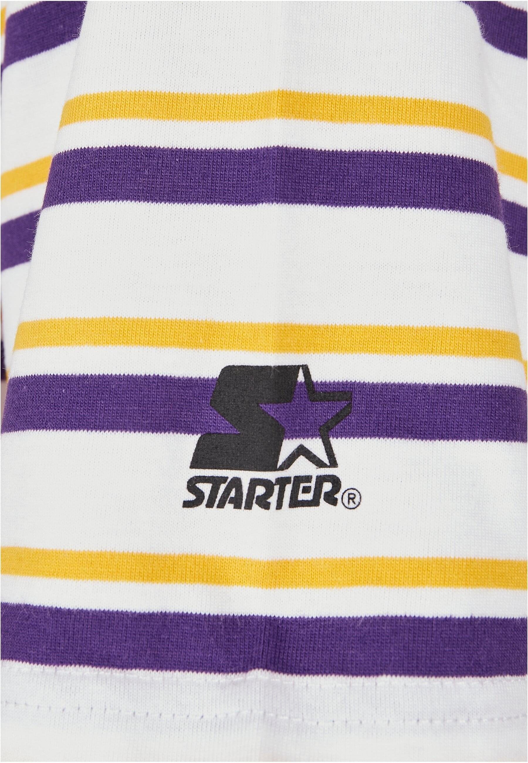 Starter T-Shirt Herren Jersey white/californiayelow/realviolet/white Stripe (1-tlg) Starter