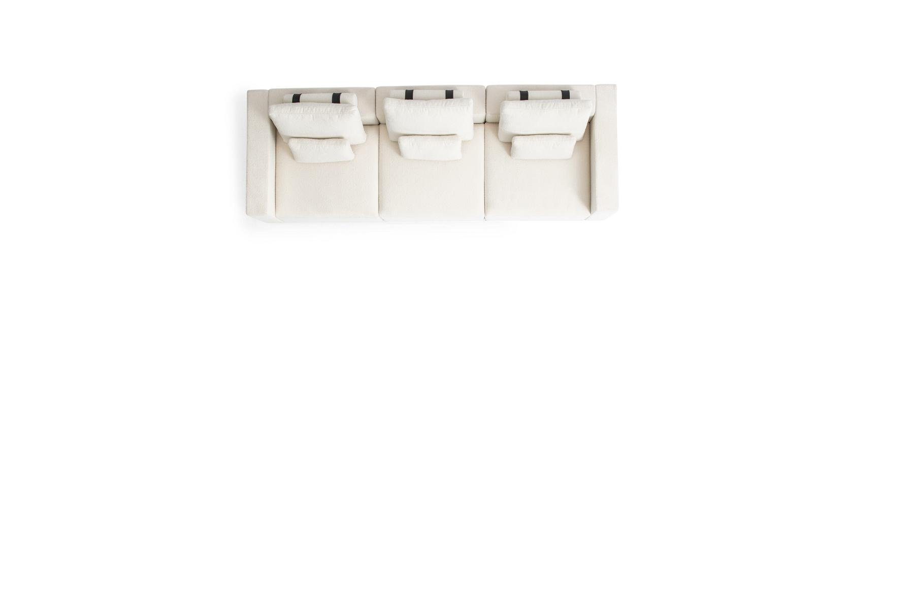JVmoebel 4-Sitzer Weißer Viersitzer Luxus Polster Textil Wohnzimmermöbel Design, 3 Teile, Made in Europe