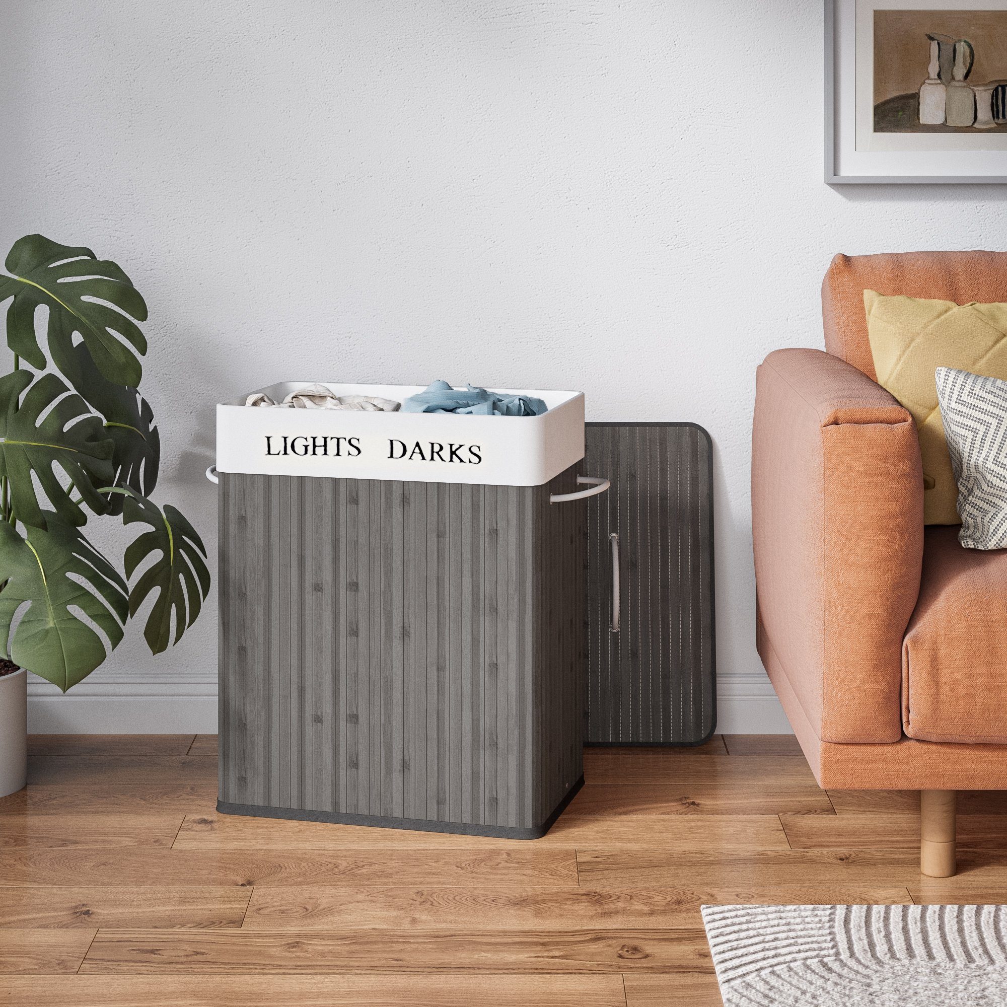 Mondeer Wäschekorb 100L (1 St), aus Bambus Faltbarer Wäschesammler mit 2 Fä günstig online kaufen