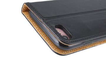 cofi1453 Handyhülle cofi1453 Elegante ECHT Leder Buch-Tasche Hülle kompatibel mit iPhone 12 in Schwarz Wallet Book-Style Cover Schale