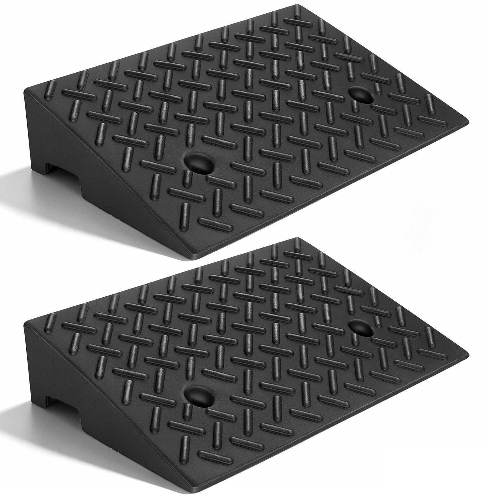 BlingBin Auffahrrampe 2er Set rutschfeste Gummi-Rampen mit Entwässerungssystem (2er Set, 2-St., 49*31,5*10cm), für Bordsteine, Türschwellen, Rollstühle und Autos