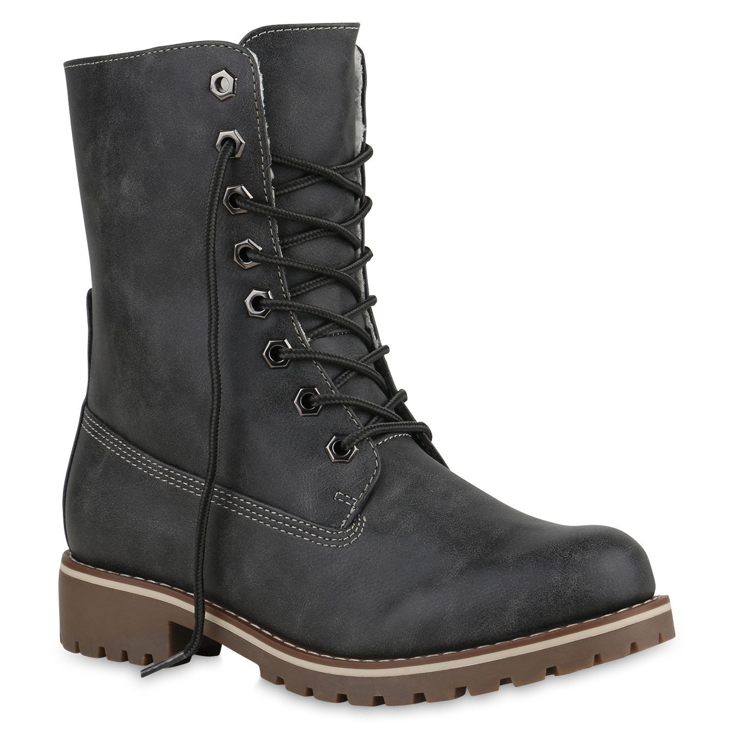 VAN HILL 813135 Schnürstiefelette Damen Schnürstiefeletten Scarlett mit Profilsohle und Warmfutter