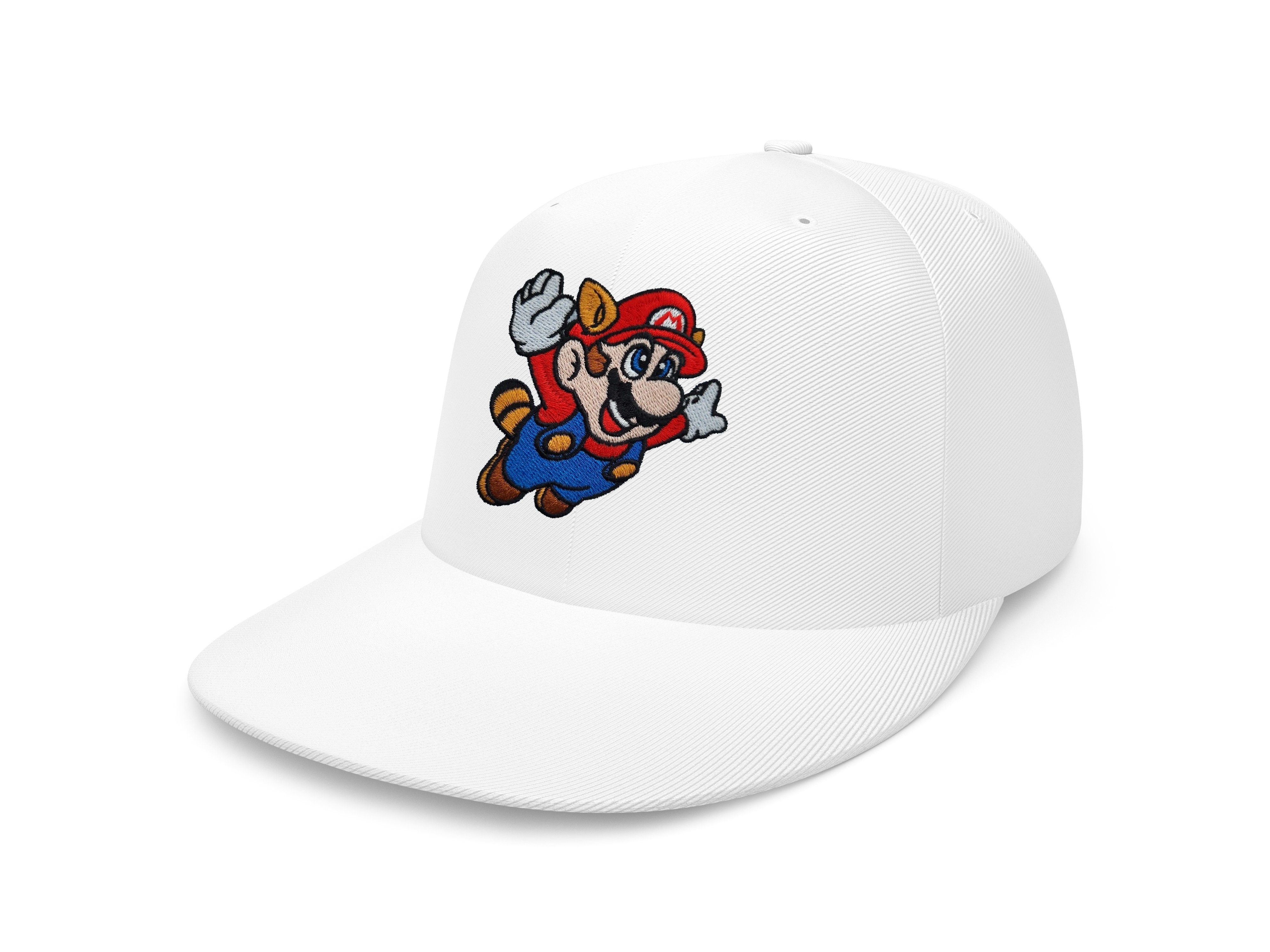 Blondie & Brownie Baseball Cap Unisex Erwachsene Mario Fligh Stick Patch Luigi Nintendo Snapback Weiß