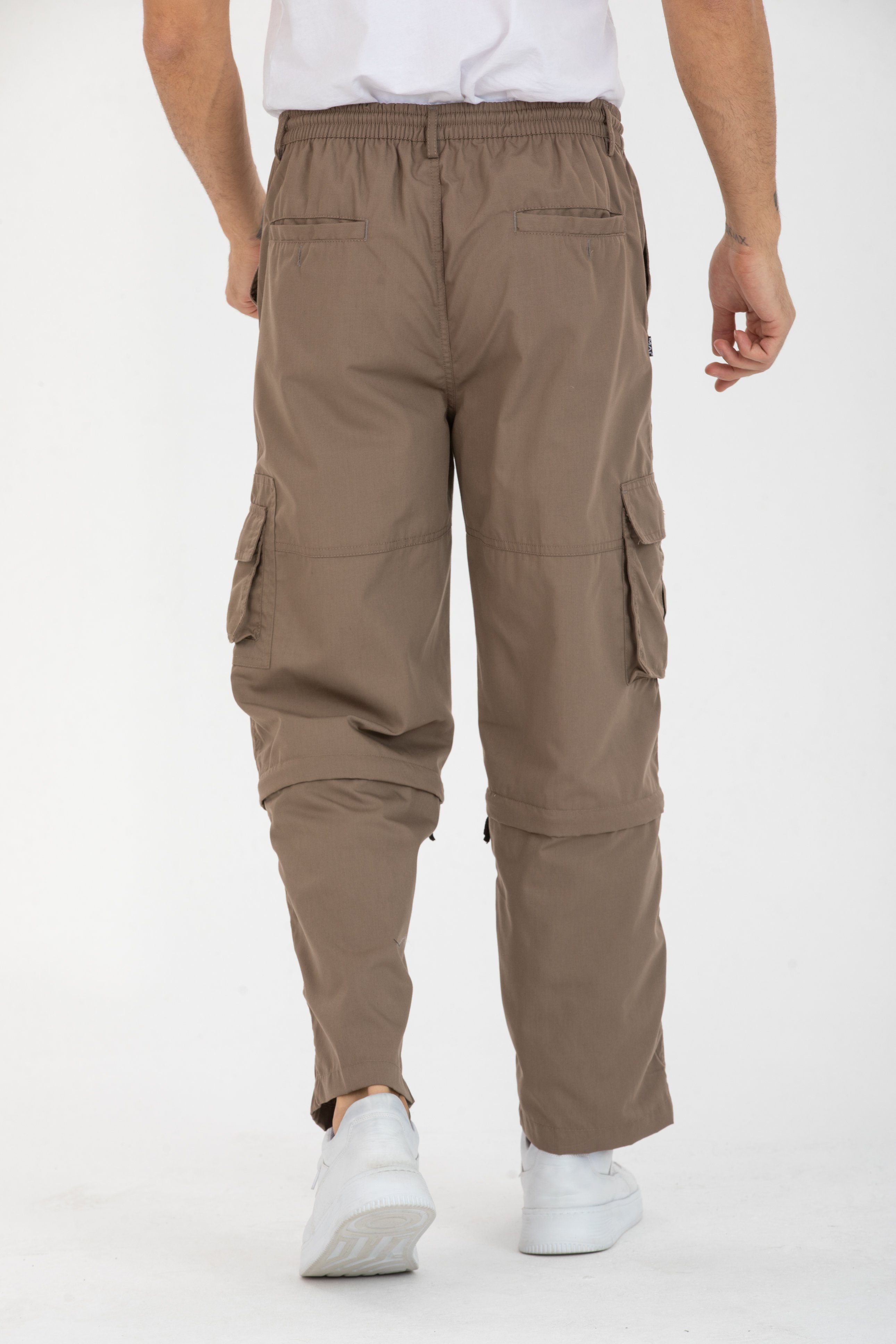 Kendindza Collection Cargohose Herren Zipp Off Cargohose Dehnbund Arbeit Hose Rangerhose Cargo Hose Gummibund elastisch, abnehmbare Beine, 6 Taschen – Bild 4 von 5