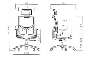 MIIGA Bürostuhl (1 Stuhl-Set), ergonomisch, verstärkte & kippbare Rückenlehne, höhenverstellbarer Sitz, verstellbare Armlehnen, Belastbarkeit bis 150 kg, rutschfeste Polyurethan-Rollen, verstellbares Sitzkissen
