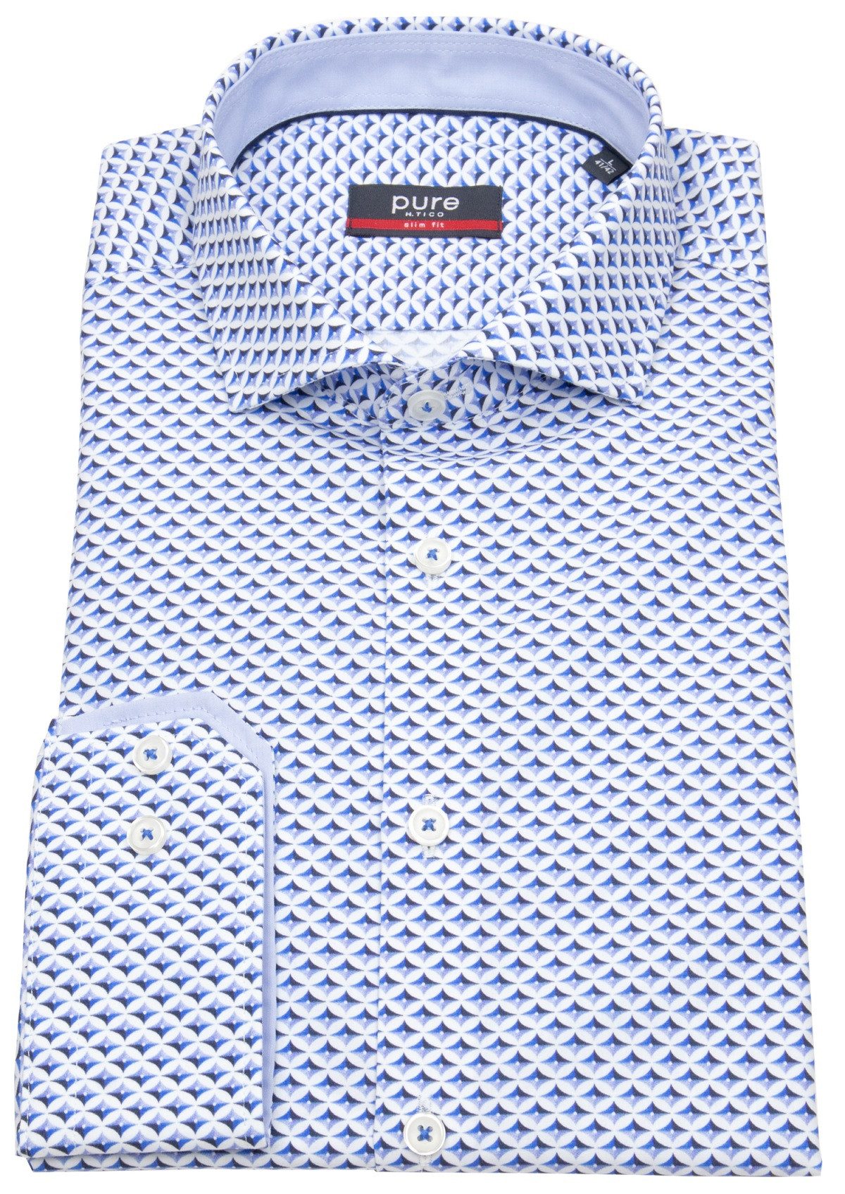 Pure Langarmhemd Slim Fit stark tailliert Haifischkragen