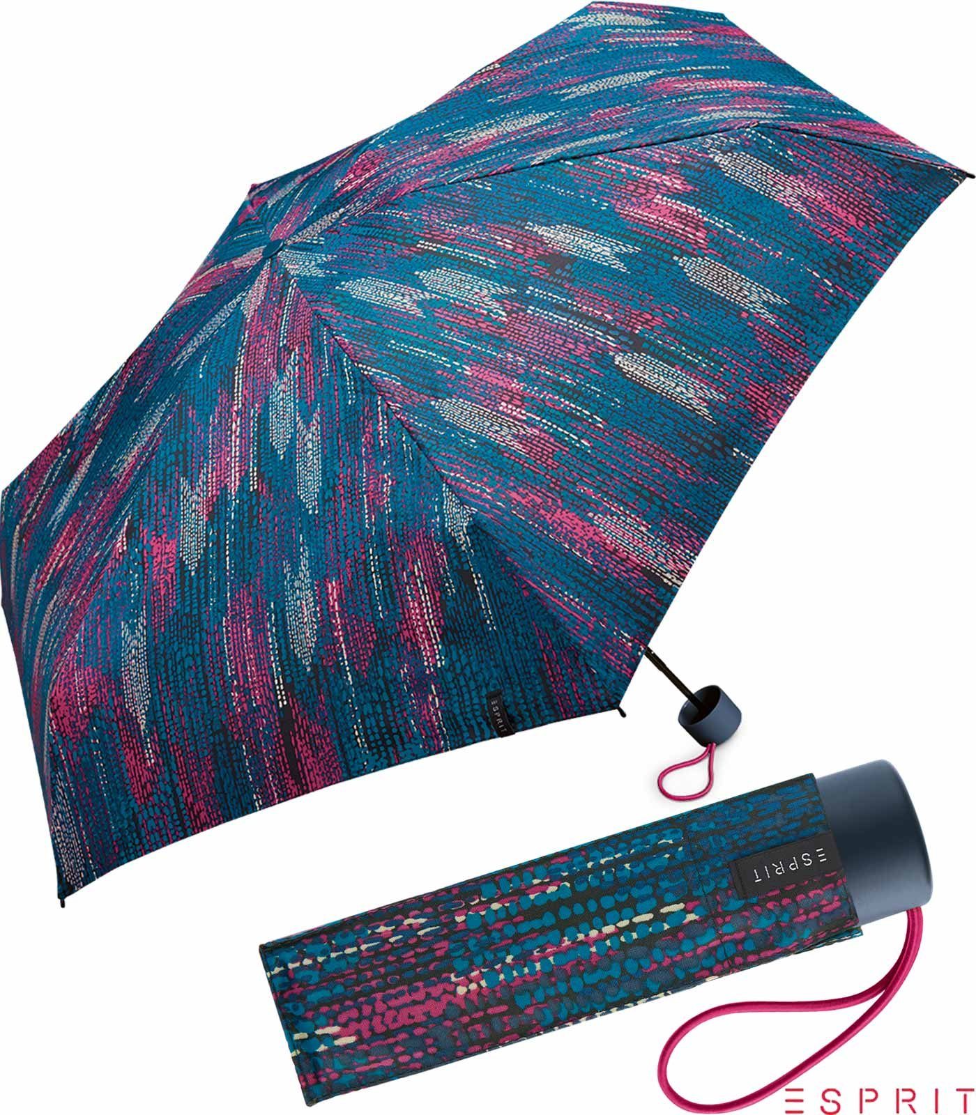 Esprit Taschenregenschirm Damen Super Mini Regenschirm Petito Blurred Edges - ocean depths, winzig klein, in bunter verwaschener Optik blau