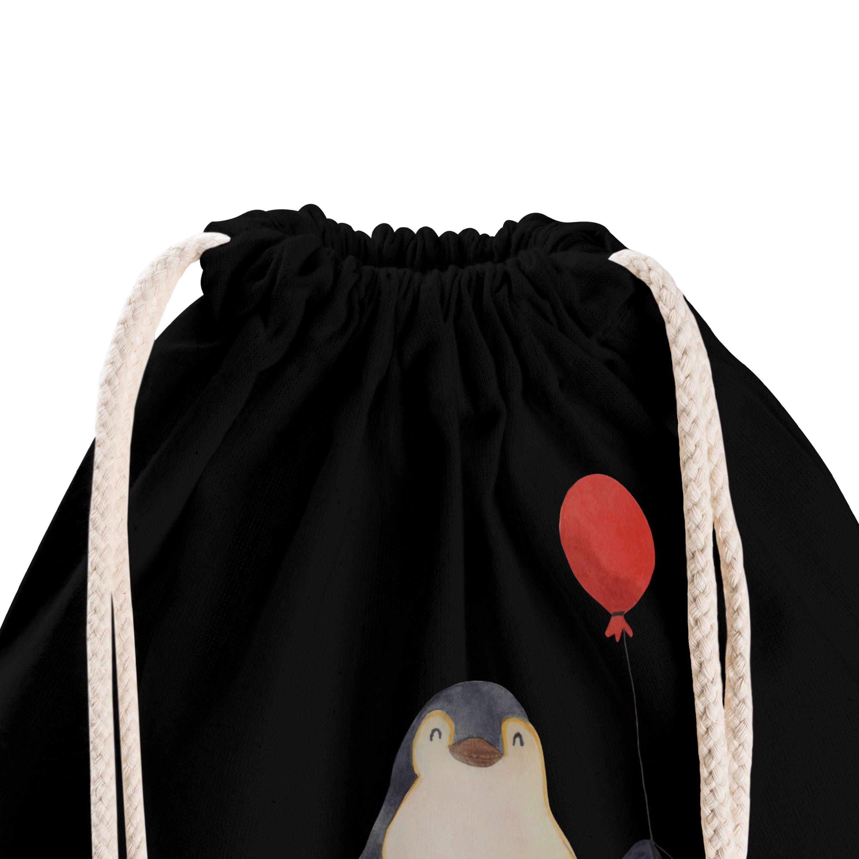 Schwarz gute Tas Sporttasche Geschenk, Luftballon & Stoffbeutel, (1-tlg) - Laune, Panda Mrs. Mr. - Pinguin