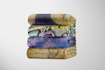 Sinus Art Handtücher Handtuch Strandhandtuch Saunatuch Kuscheldecke mit Fotomotiv Einsamer Baum Ster, Baumwolle-Polyester-Mix (1-St), Handtuch