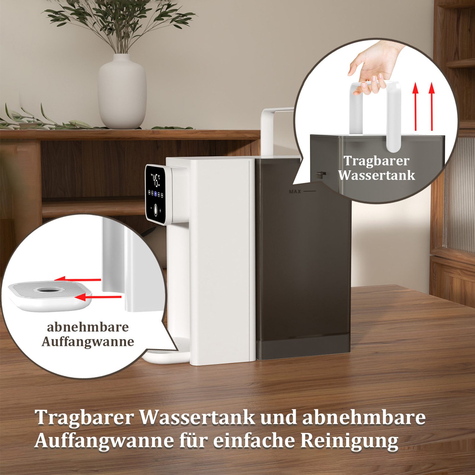 Vornix Wasserkocher Heißwasserspender 3L Wasserkocher mit Temperaturwahl, 2000,00 W, Touch Bedienung, Abnehmbarem Wassertank und Memory Funktion