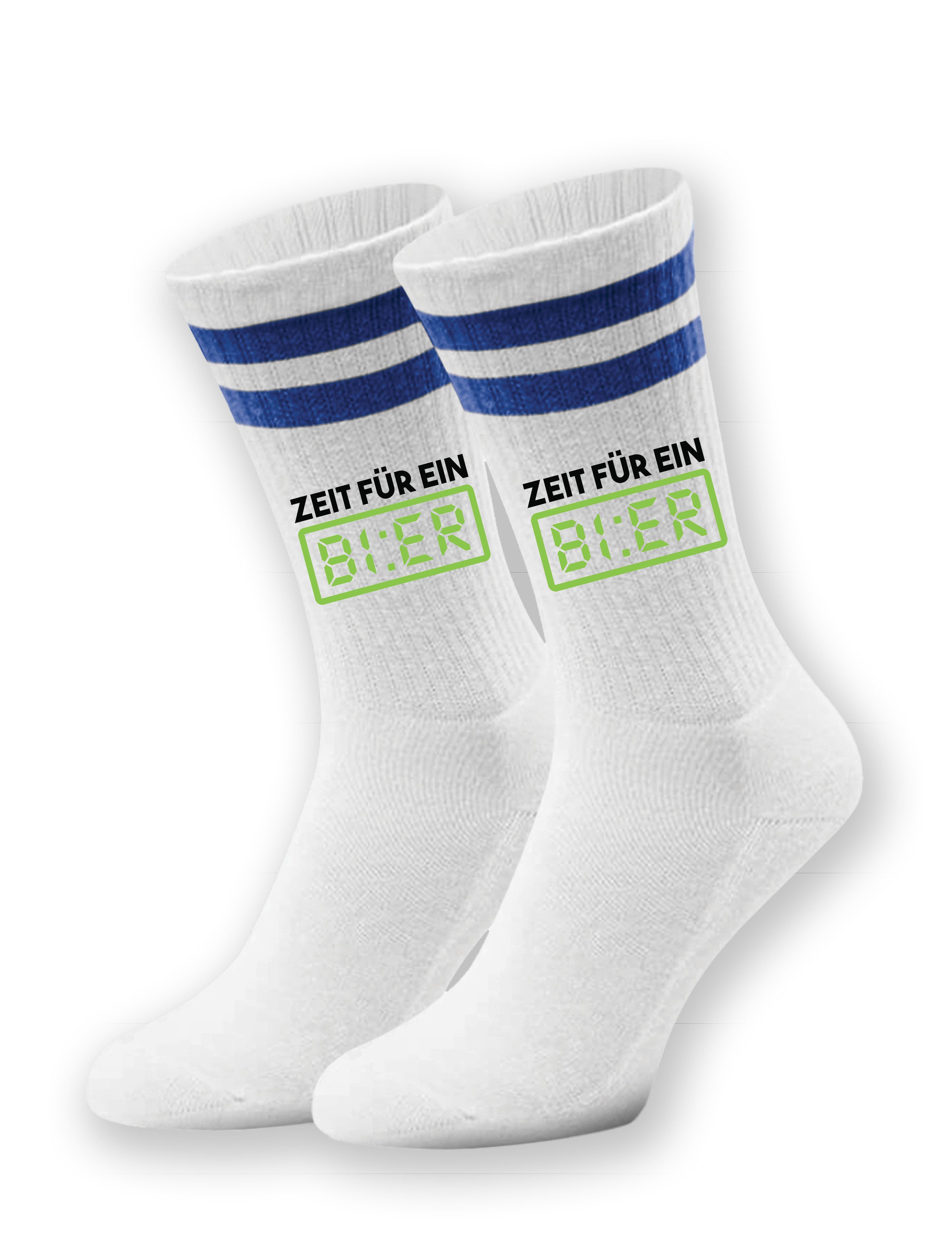 Tennissocken Unisex Socken "Zeit für ein Bier" Aufdruck lustig Geschenk Statement