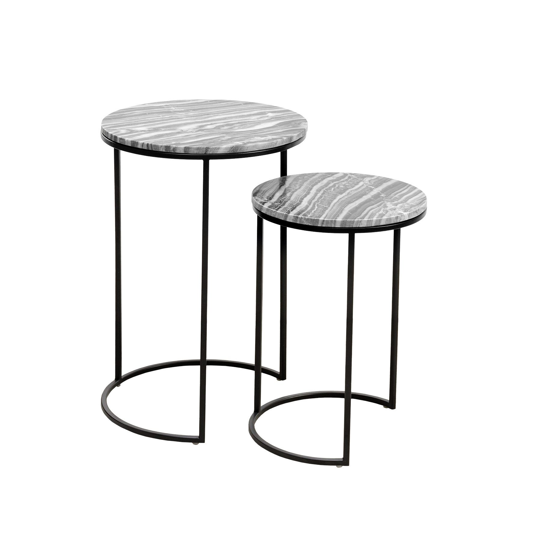 riess-ambiente Beistelltisch ELEMENTS Ø40cm grau / schwarz (Set, 2-St), Wohnzimmer · Marmor · Metall · rund · Design · Schlafzimmer