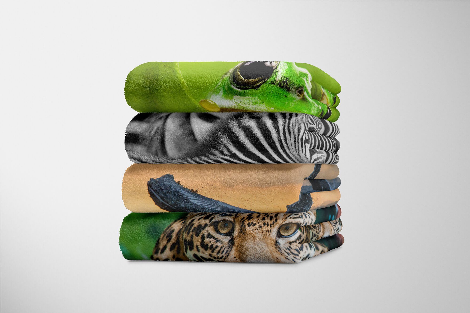 Handtuch Tiermotiv Baumwolle-Polyester-Mix Strandhandtuch Saunatuch Handtuch (1-St), Art Handtücher Sinus Sprung, Buckelwal mit Kuscheldecke