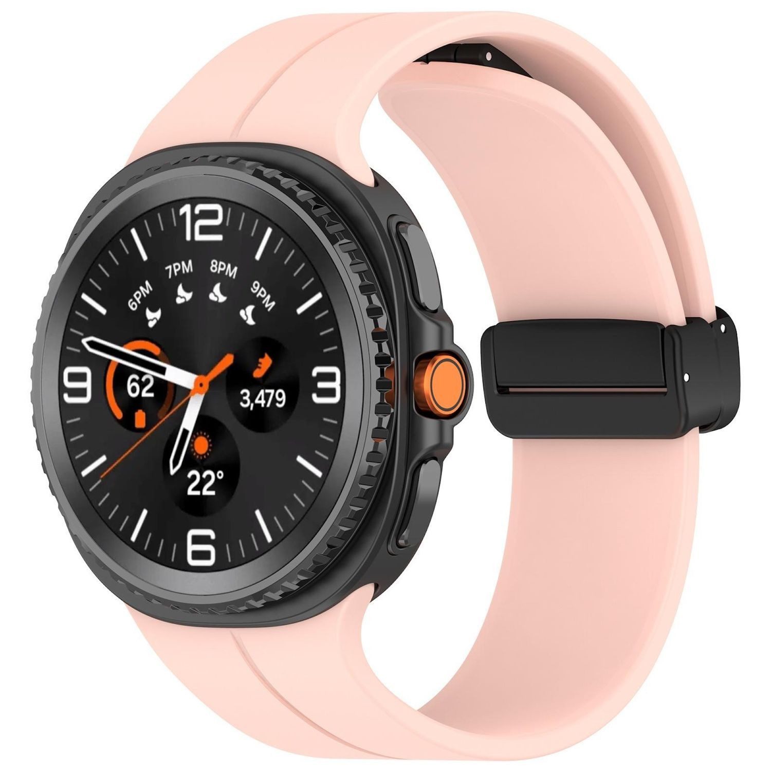 Wigento Smartwatch-Armband Silikon für Samsung Galaxy Watch 9 / 8 / 8 Classic Magnet Faltschließe, Magnetisches Silikonarmband mit Faltschließe
