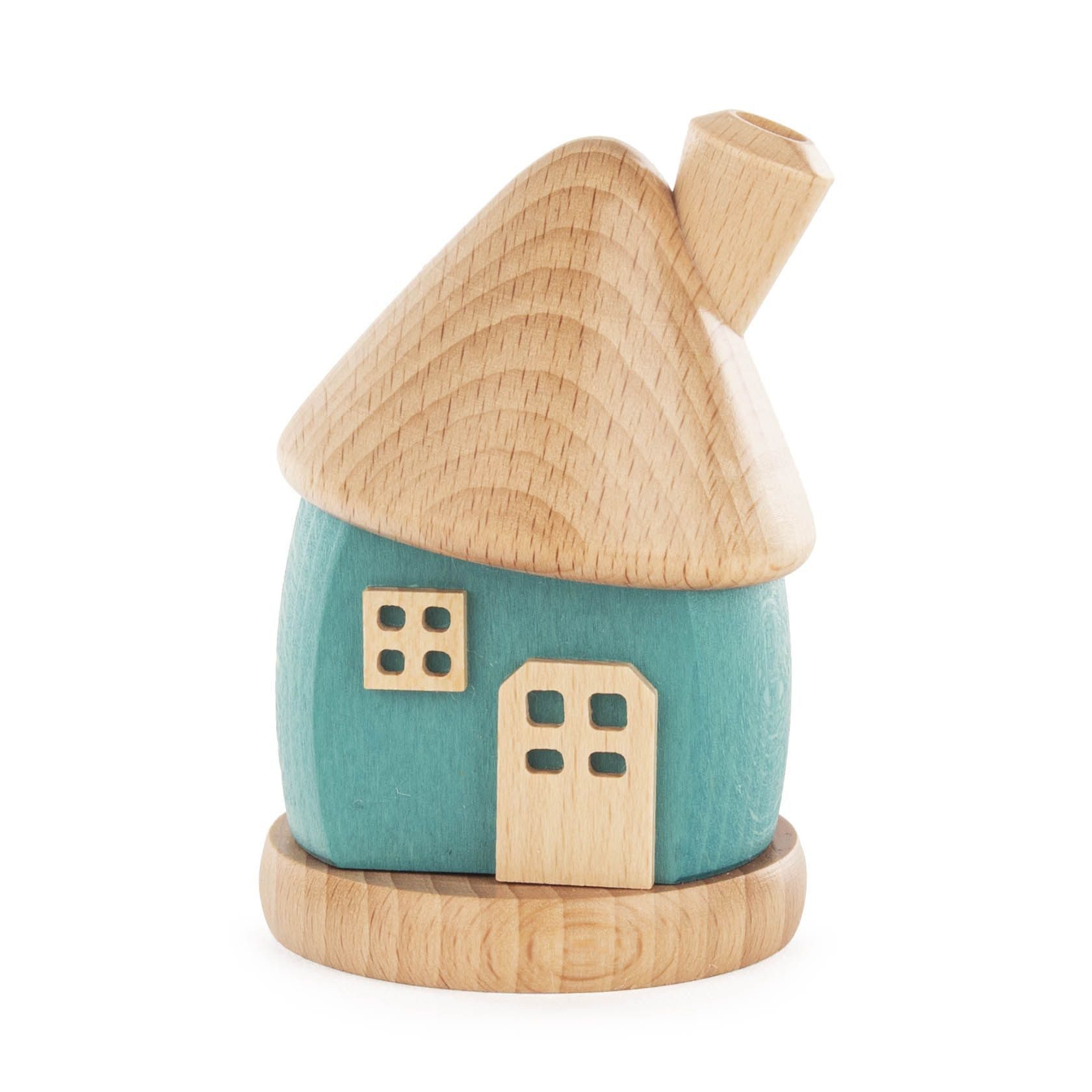 Dregeno Erzgebirge Räucherofen Räucherhaus türkis BxHxT 6,5x9,5x6,5cm NEU