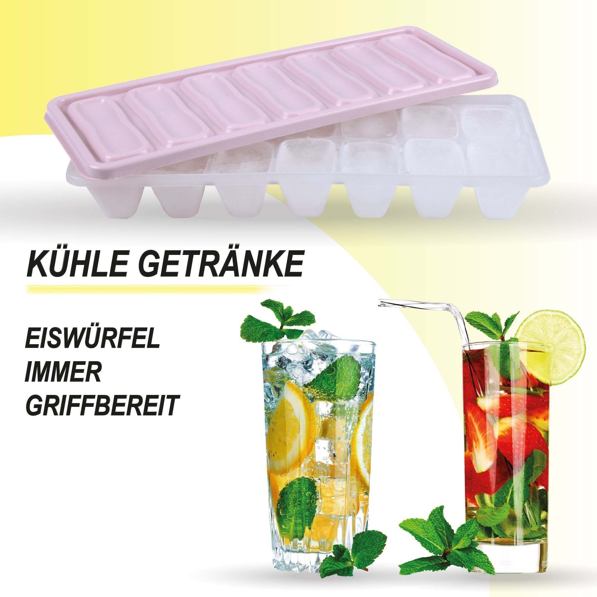 Pro Home Eiswürfelbehälter, Kunststoff, (1er Set, 1-tlg), Eiswürfelbox mit Deckel - Aufbewahrung für eiskalte Getränke