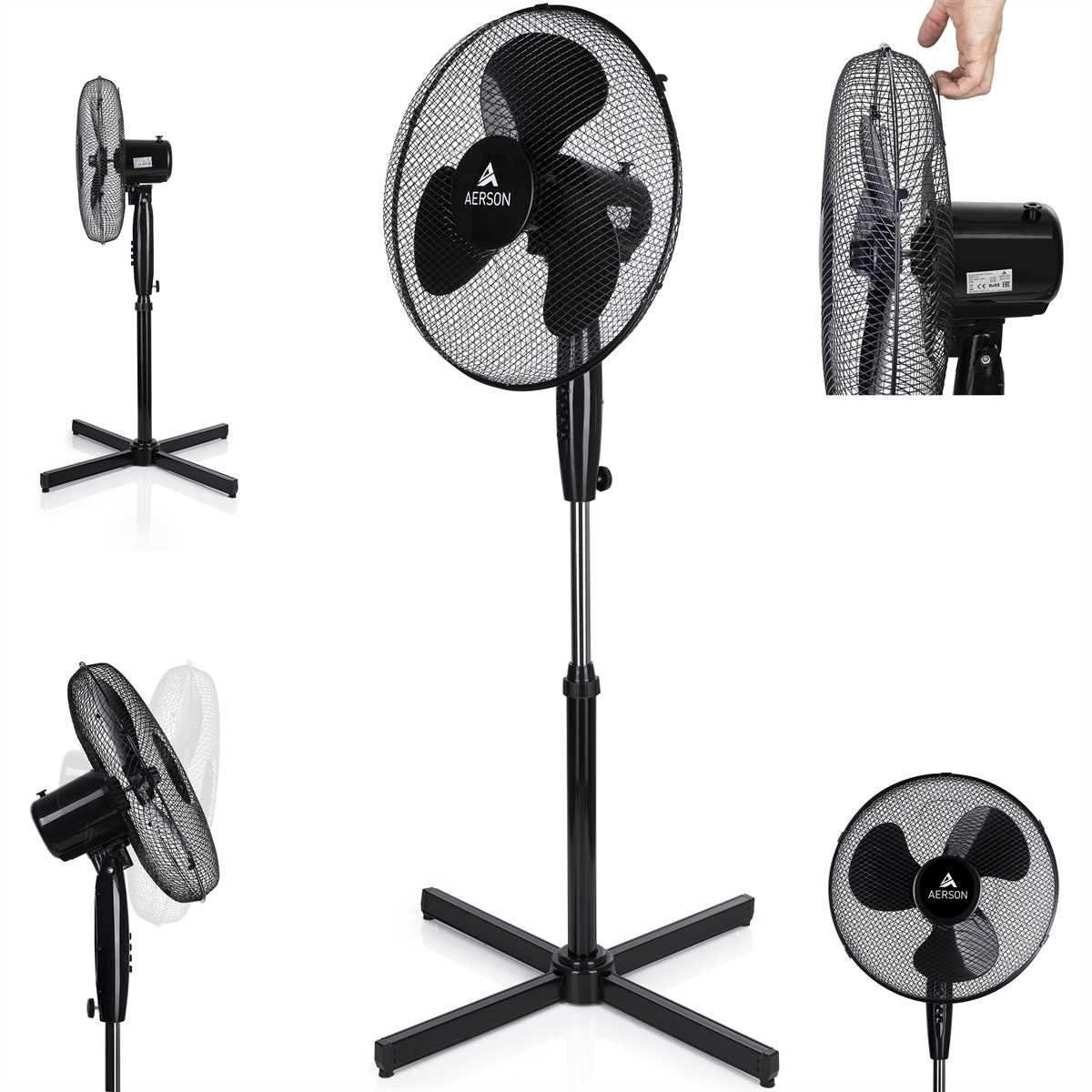 AERSON Standventilator Ventilator Ø40cm, höhenverstellbar bis 120cm, 3 Gesc günstig online kaufen