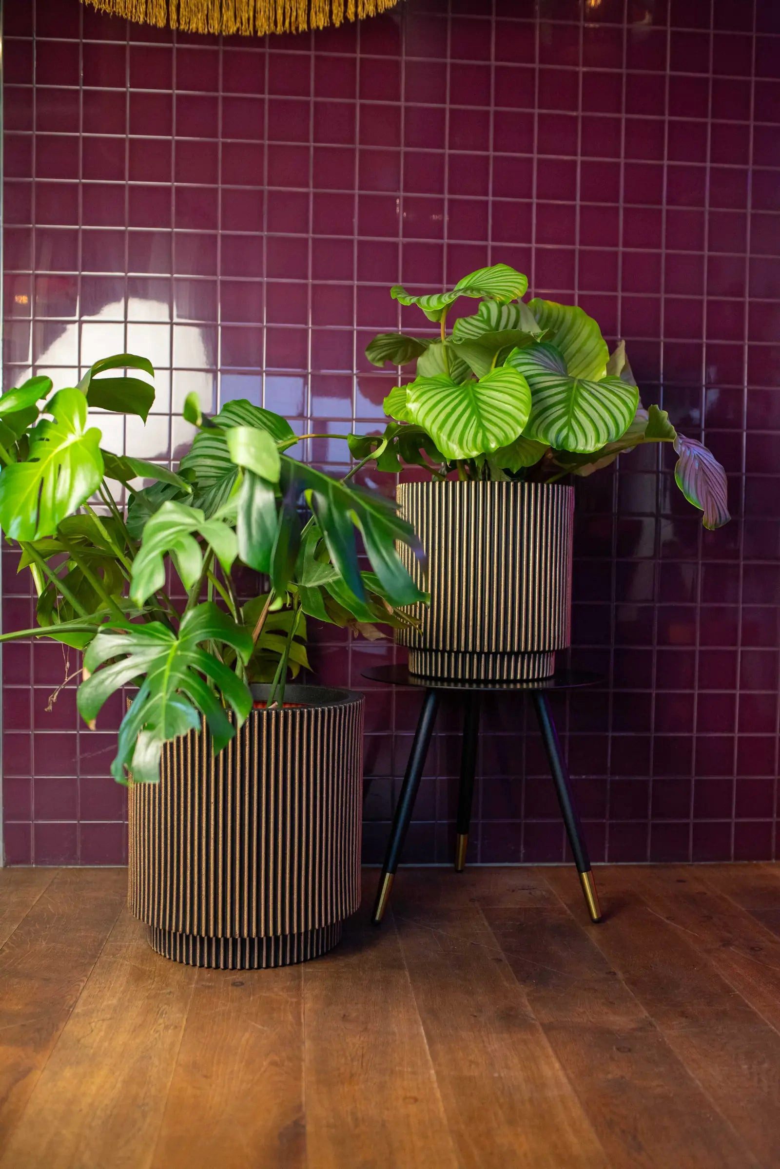 aplanta Blumentopf Blumentopf zylinder Groove gold, 44x46 cm