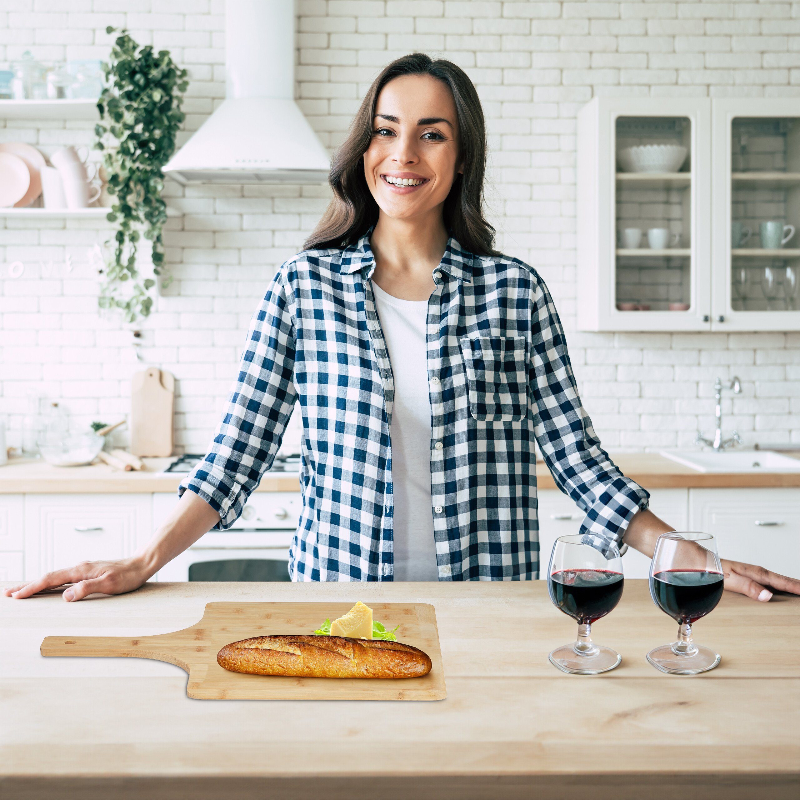 relaxdays Pizzaschieber XXL Bambus 2er Set