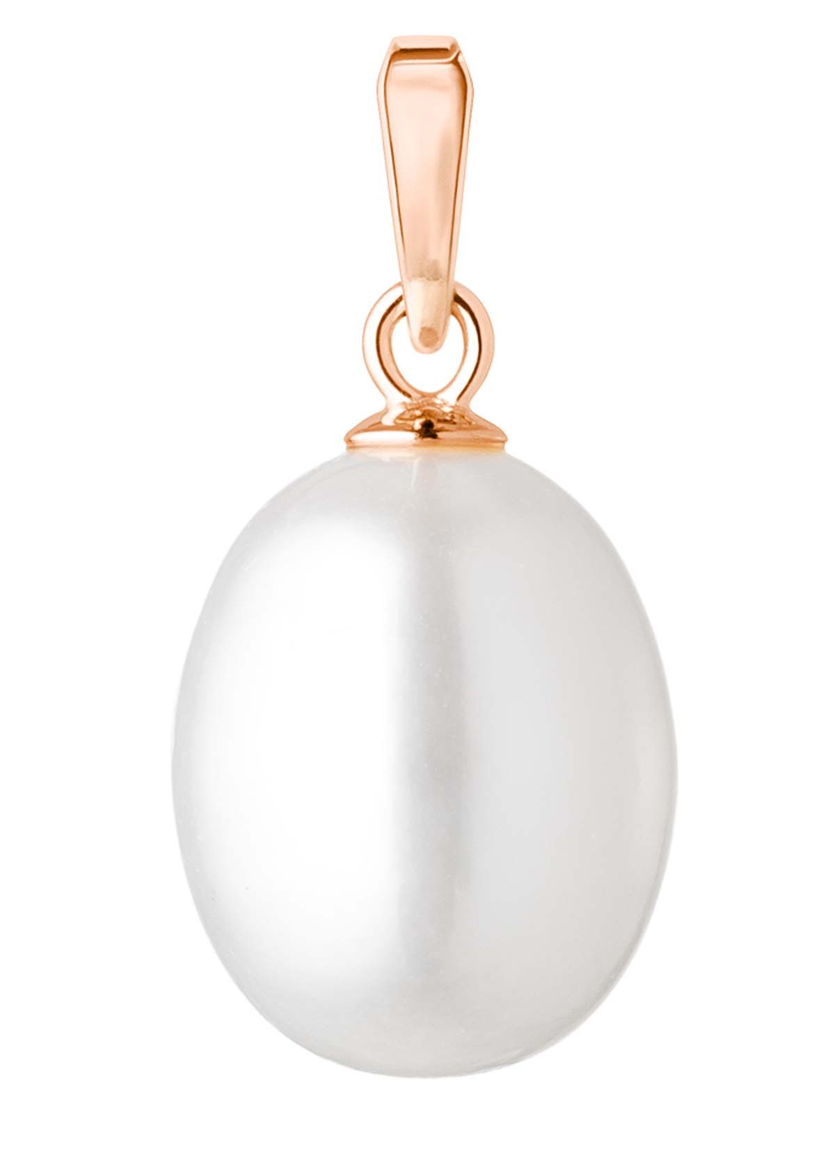 Gaura Pearls Perlenanhänger echte weiße Süßwasserzuchtperle, 925er Sterlingsilber mit 585 Roségoldplattierung (1 Mikron)