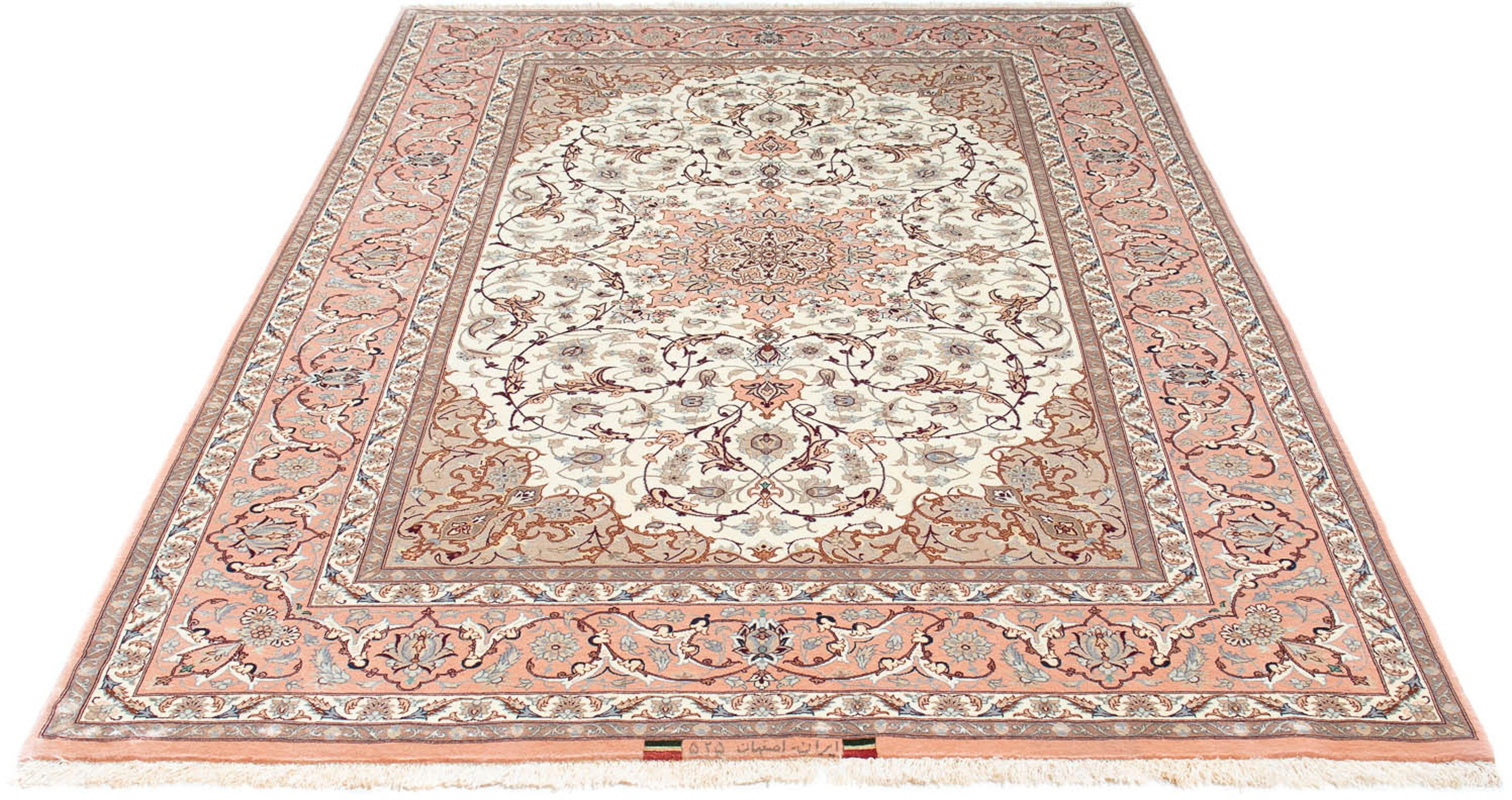 Orientteppich Perser - Isfahan - Premium - 225 x 150 cm - beige, morgenland, rechteckig, Höhe: 6 mm, Wohnzimmer, Handgeknüpft, Einzelstück mit Zertifikat