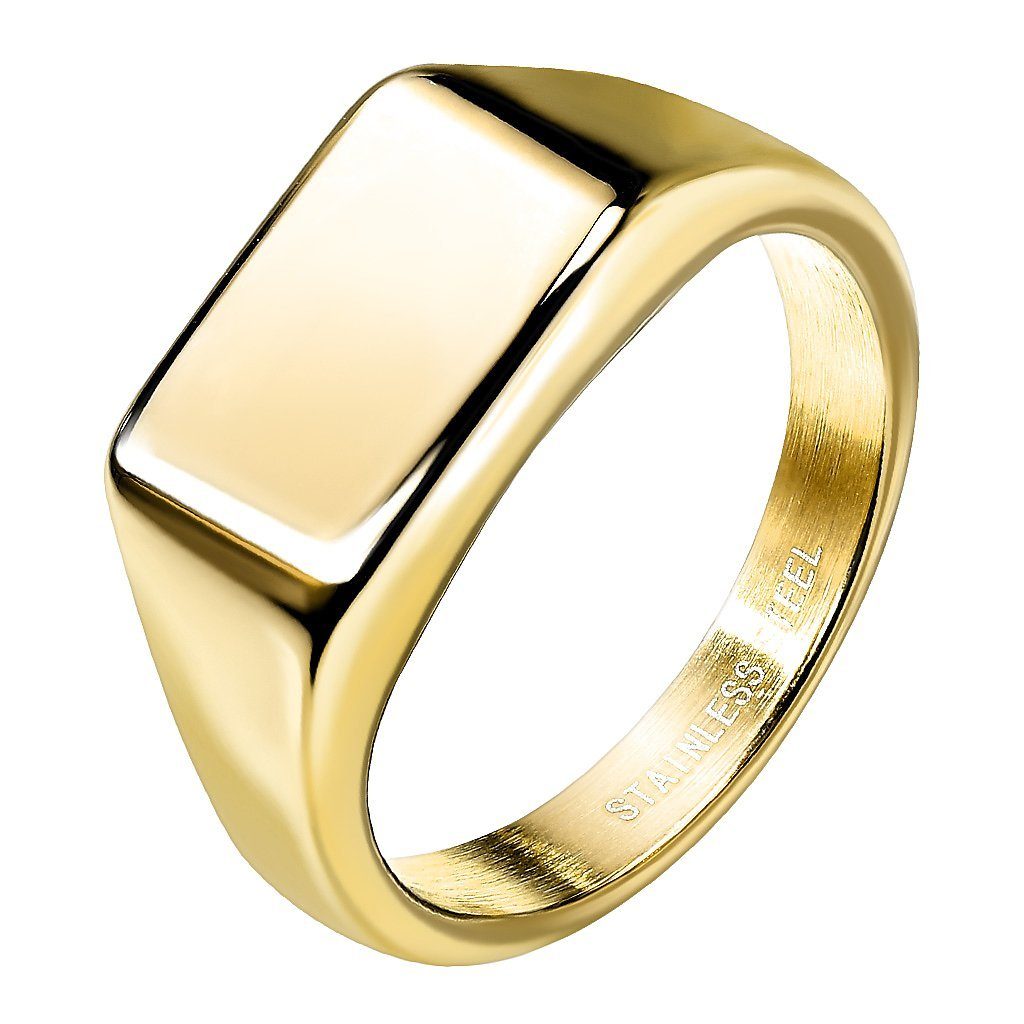 Taffstyle Fingerring Siegelring rechteckig Chirurgenstahl für Damen und modern zeitlos (Markanter Statementring aus Edelstahl – ideale Geschenkidee für jeden Anlass)