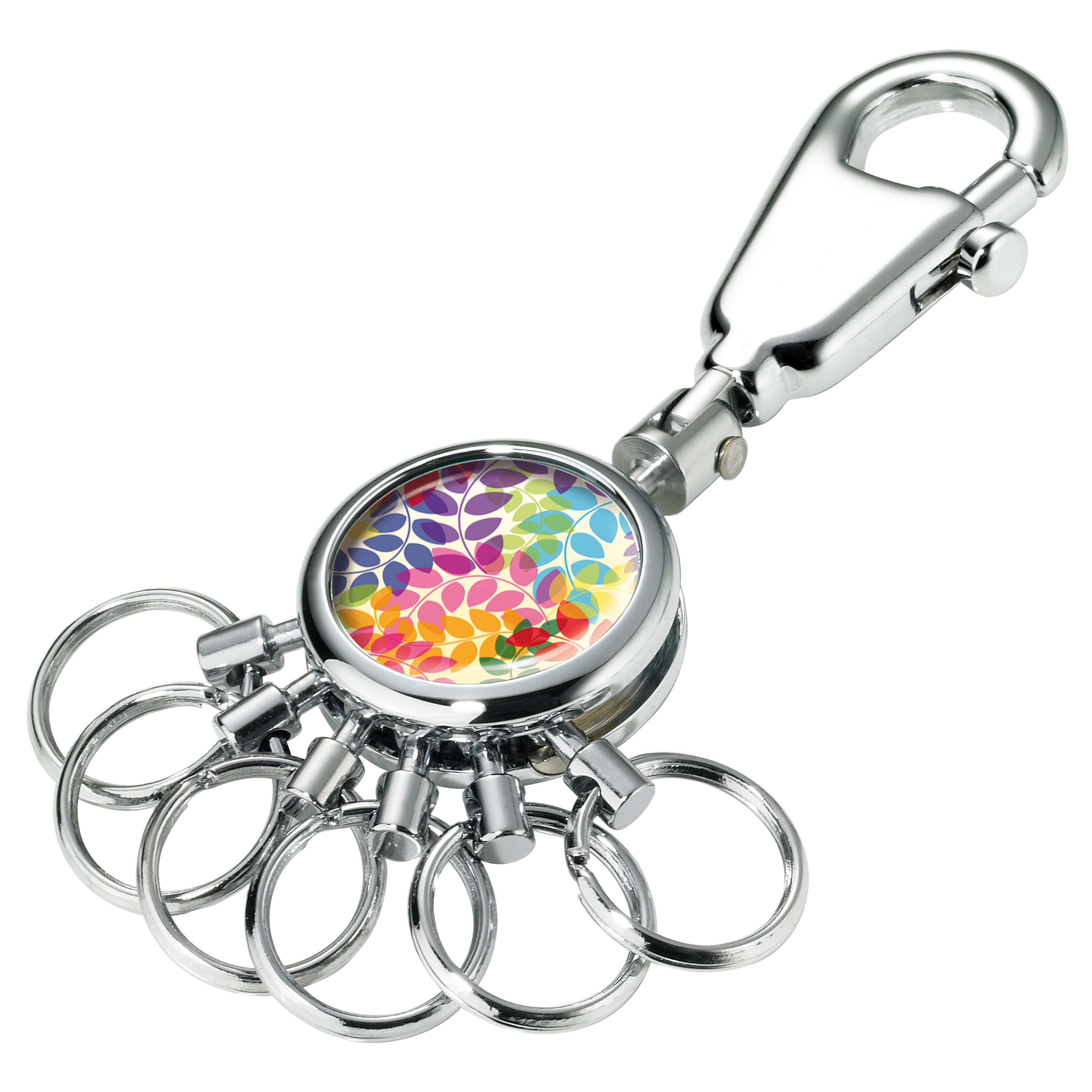TROIKA Schlüsselanhänger PATENT Dekor mit Karabiner & 6 abnehmbaren Ringen, verschiedene Motive, Fingernagel-sicheres, patentiertes System aus Metall