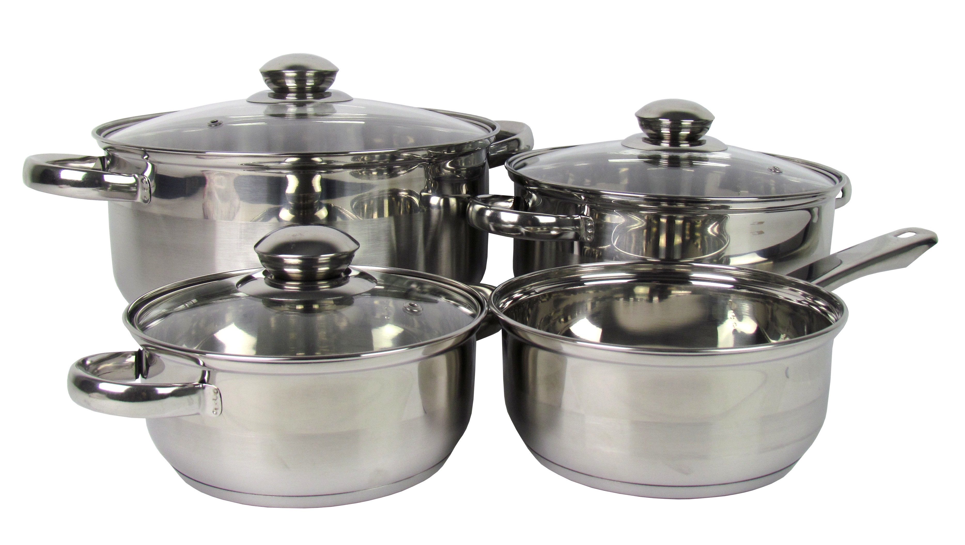 Michelino Topf-Set Kochtopfset Denver aus Edelstahl für alle Herdarten geeignet, Edelstahl (7-tlg), für alle Herdarten auch induktion