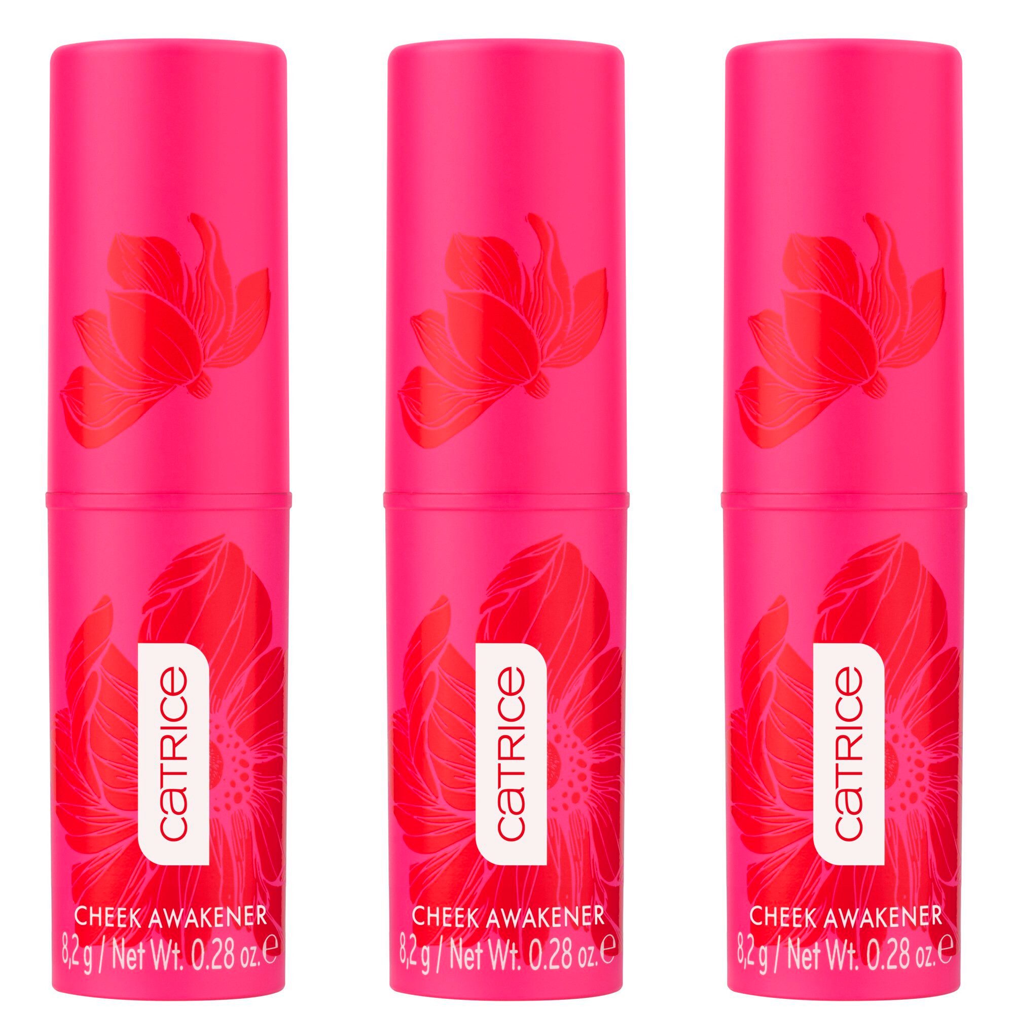 Catrice Rouge SPRING AWAKENING Cheek Awakener, 3-tlg., pH-reagierende Formel, schimmerndes, natürliches Finish, vegan.