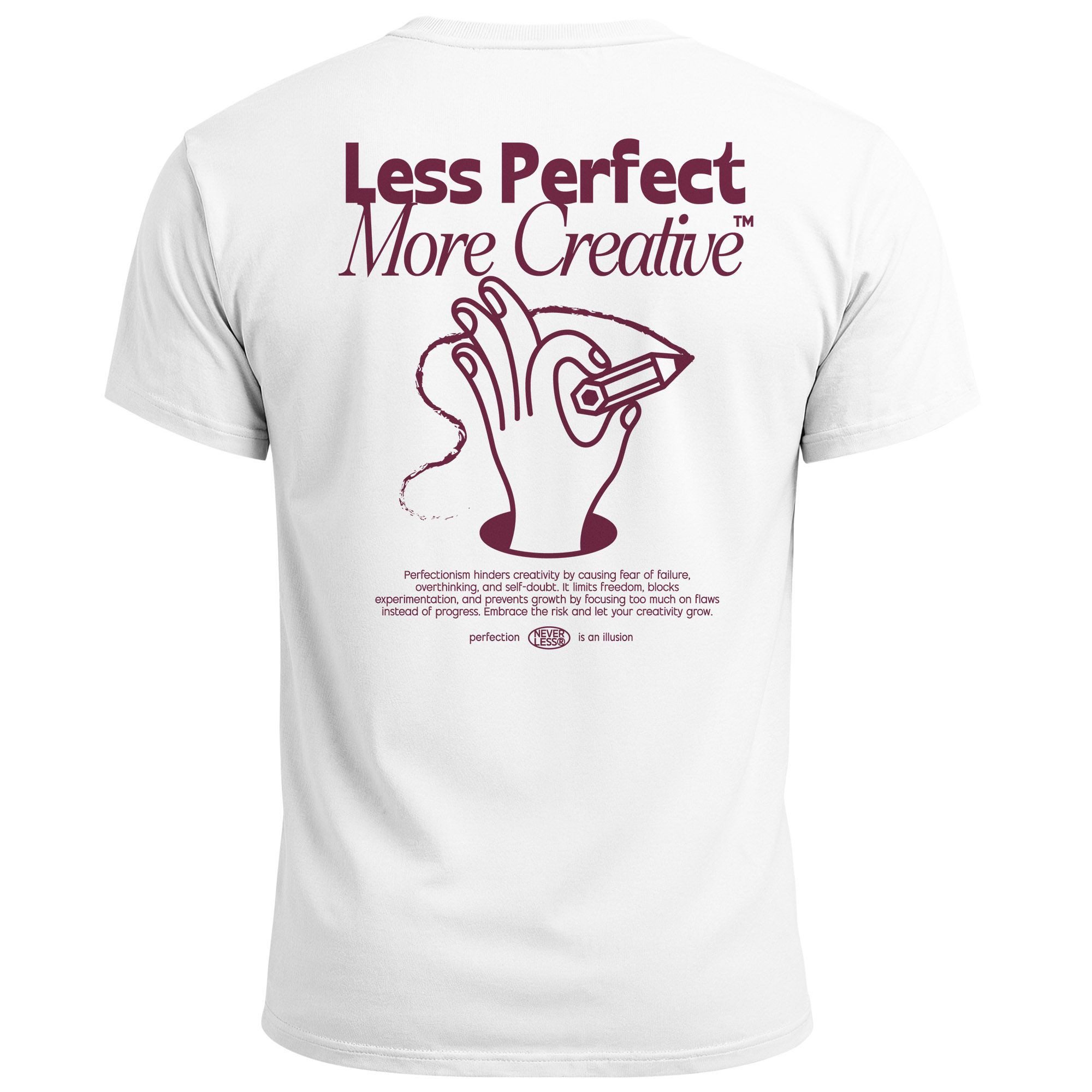 Print-Shirt Backprint TShirt Herren Less Perfect More Creative Printshirt