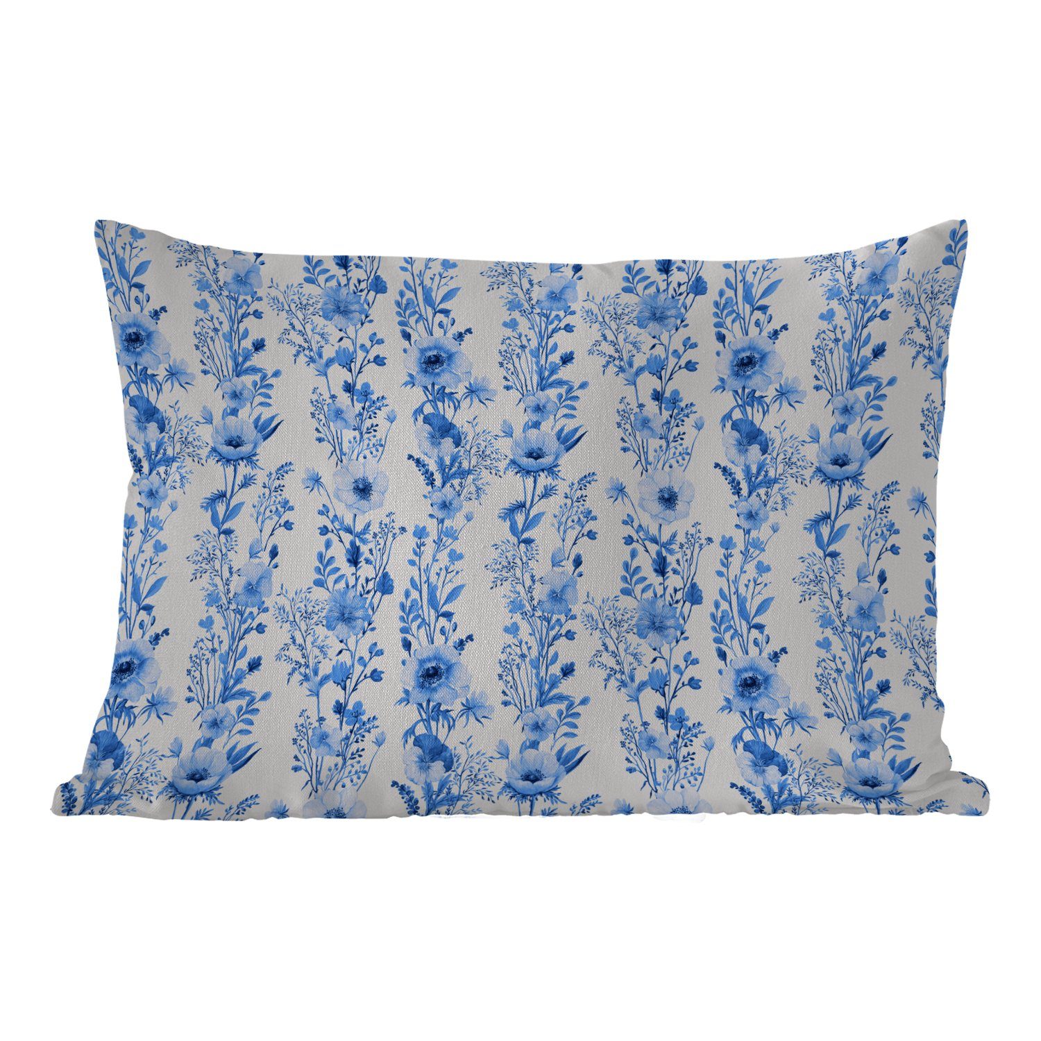 MuchoWow Dekokissen Blumen - Anemone - Blau - Muster, Outdoor-Dekorationskissen, Polyester, Dekokissenbezug, Kissenhülle