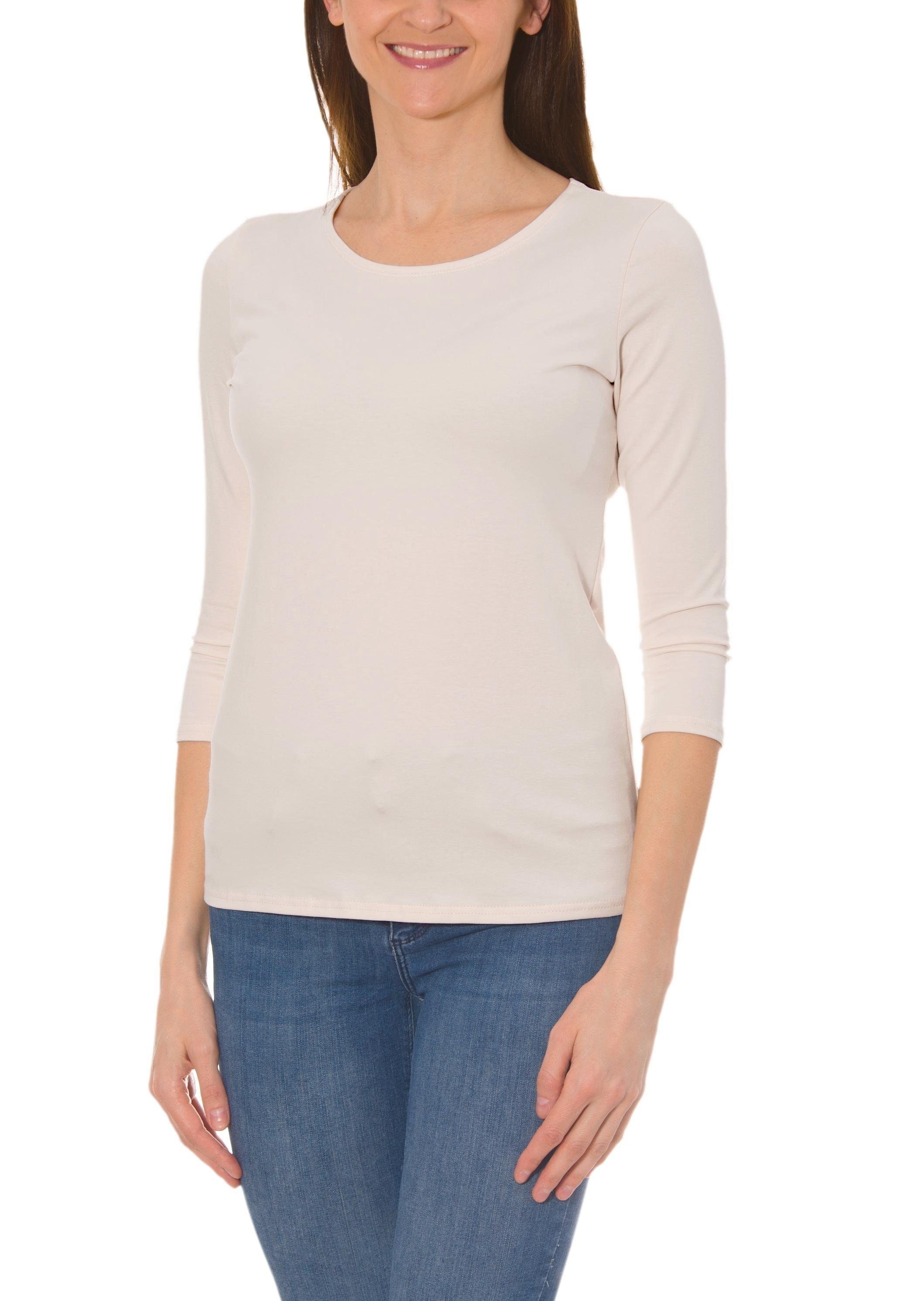 Alkato Longshirt Alkato Damen Shirt 3/4 Arm mit Rundhals günstig online kaufen