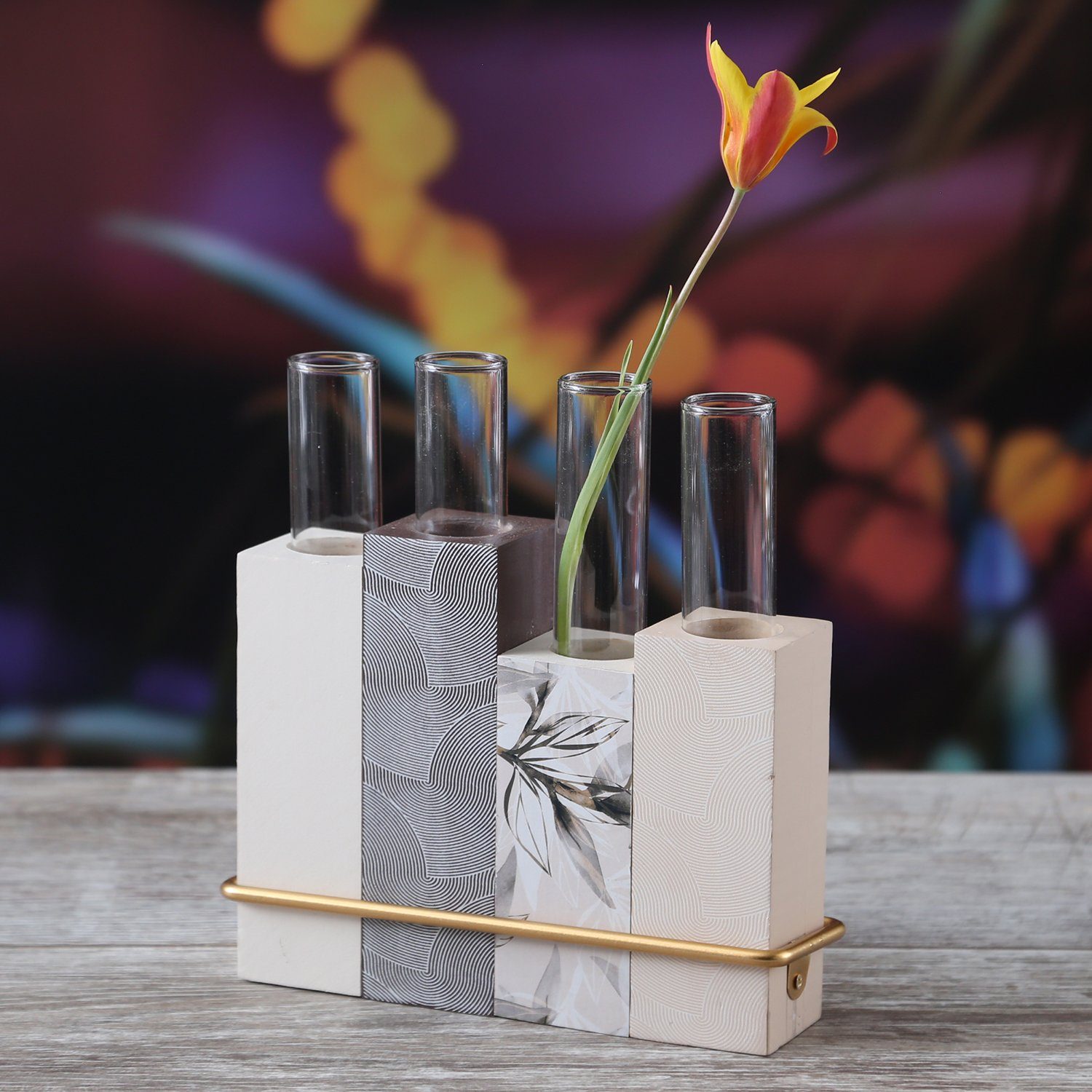 MARELIDA Dekovase Deko Vase Reagenzglas Glasröhrchen Blumenvase Tischvase H: 18cm creme (1 St)