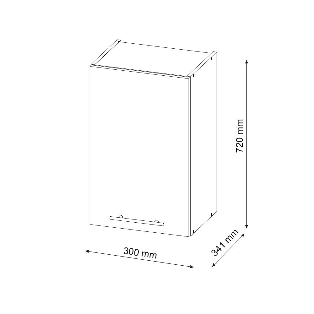 Fame-Line Küchenschrank Eiche/ 30 cm Anthrazit Vicco Hängeschrank Druck Hochglanz