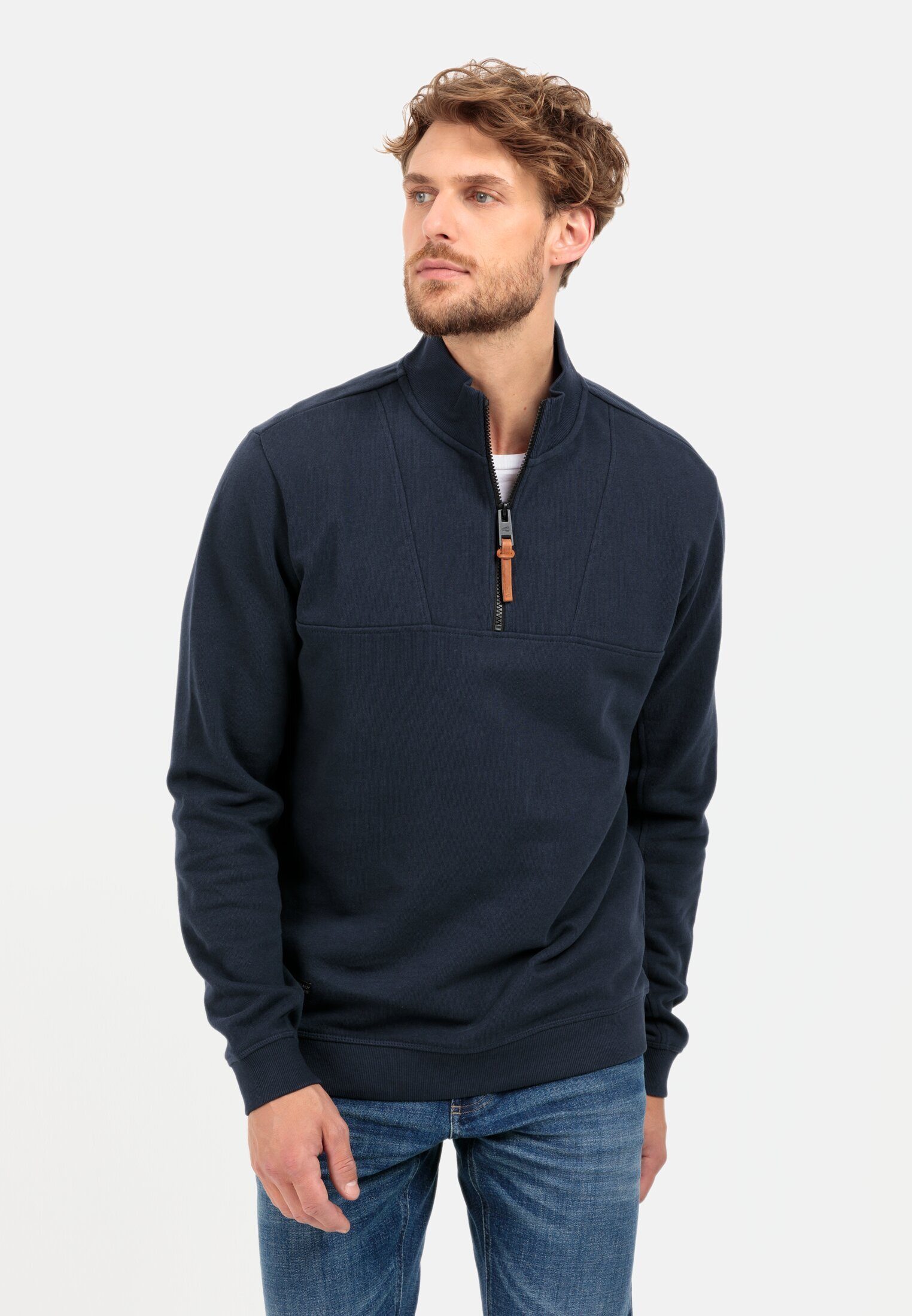 camel active Sweatshirt mit Stehkragen Dunkelblau