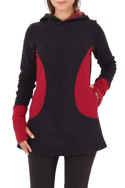 PUREWONDER Kapuzenpullover Fleece Kleid und Pullover dr12 mit Kapuze und Taschen