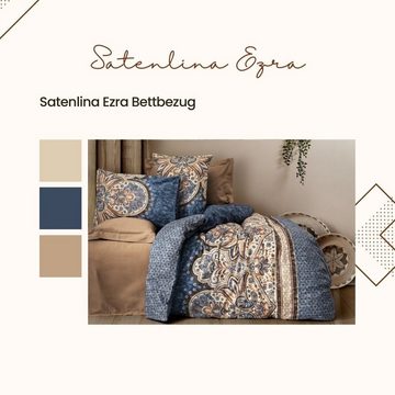 Bettwäsche Ezra Satenlina 2 Person 4 teilig 200x220 cm %100 Baumwolle Bettbezug, Cotton Box