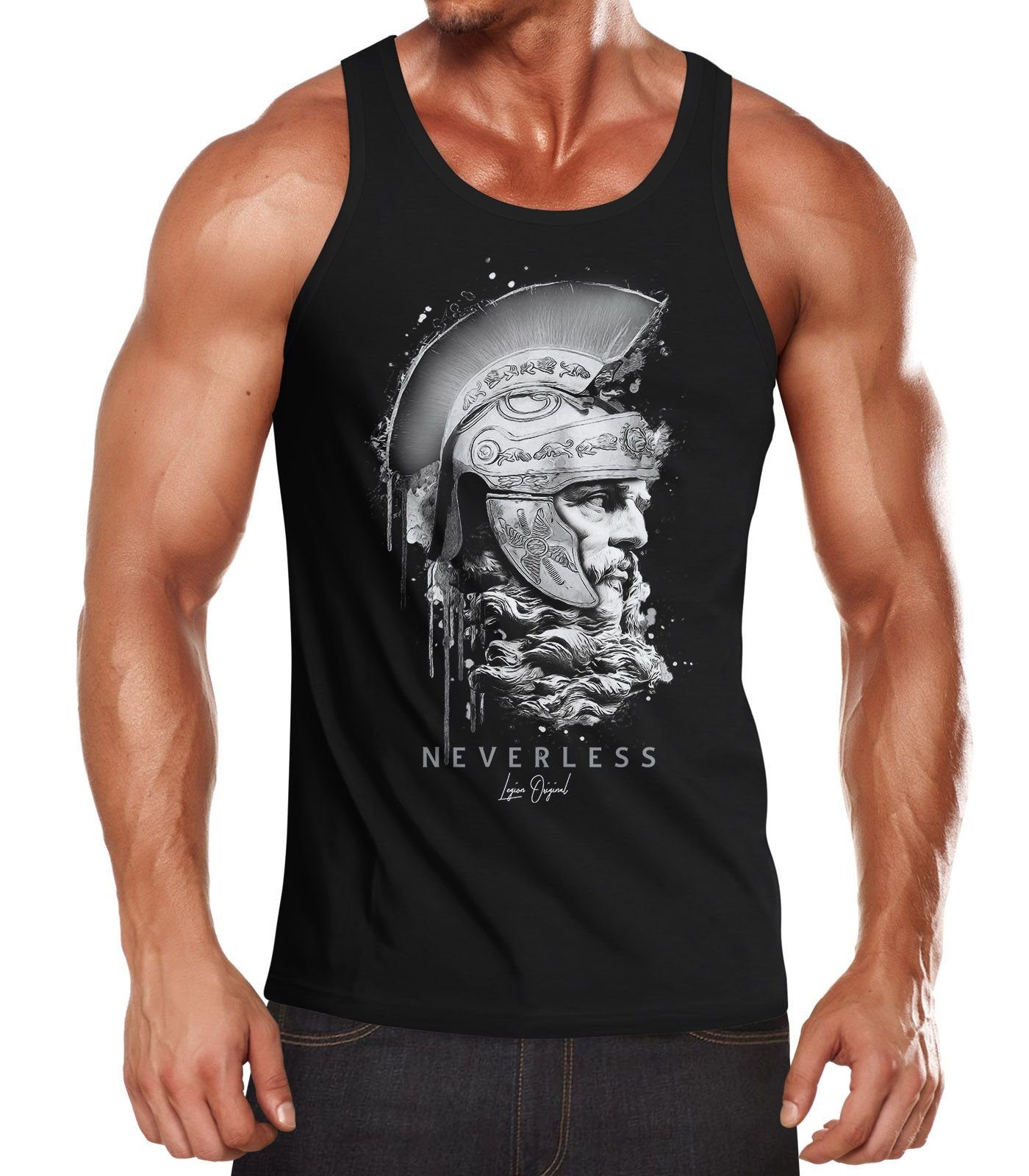 Neverless Tanktop Herren Tank-Top Sparta Spartaner Kopf Helm Krieger Fashion Streetstyle Muskelshirt Muscle Shirt Neverless® mit Print