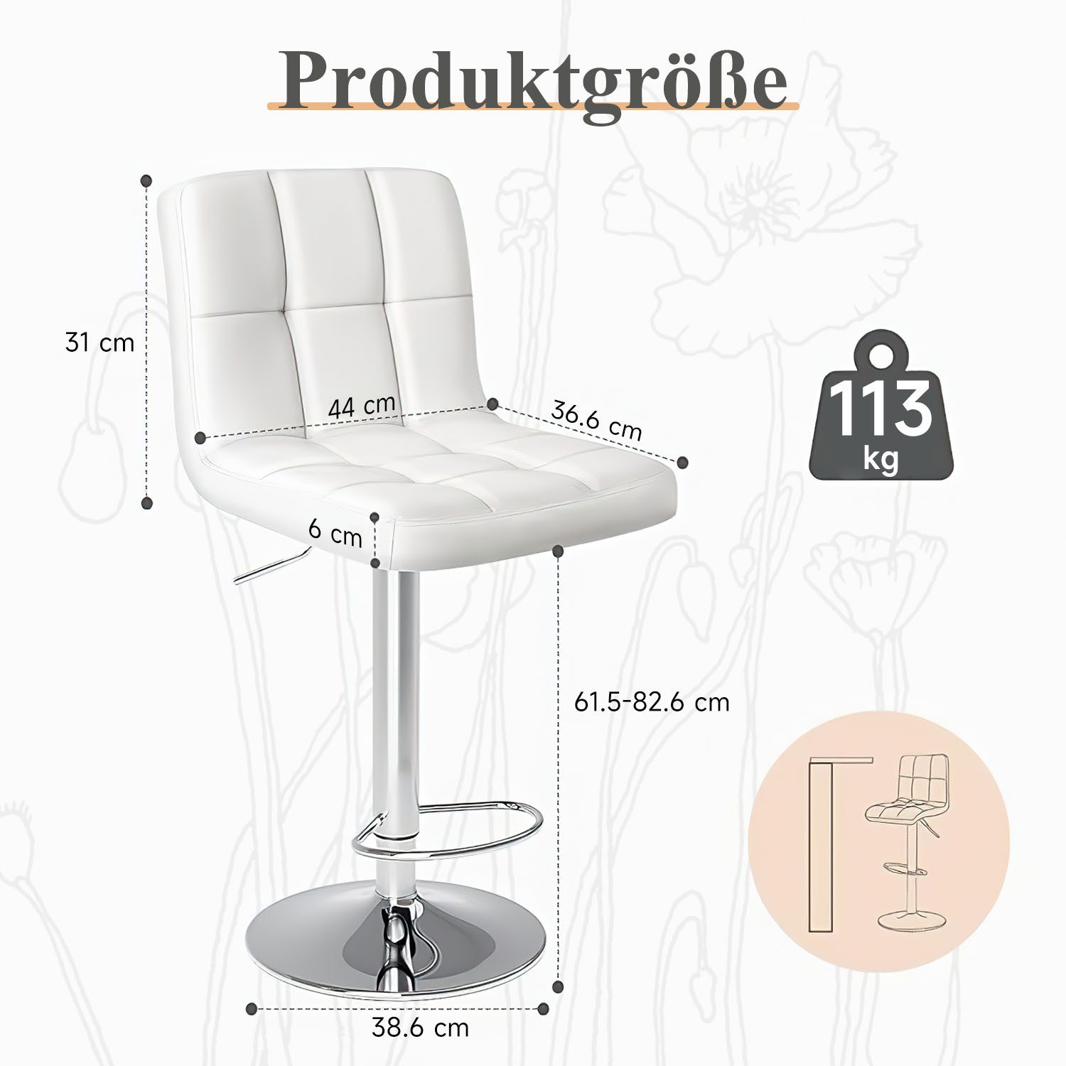 SURFOU Barhocker 2er Set Höhenverstellbar PU-Leder mit Lehne Barstuhl Bar H günstig online kaufen