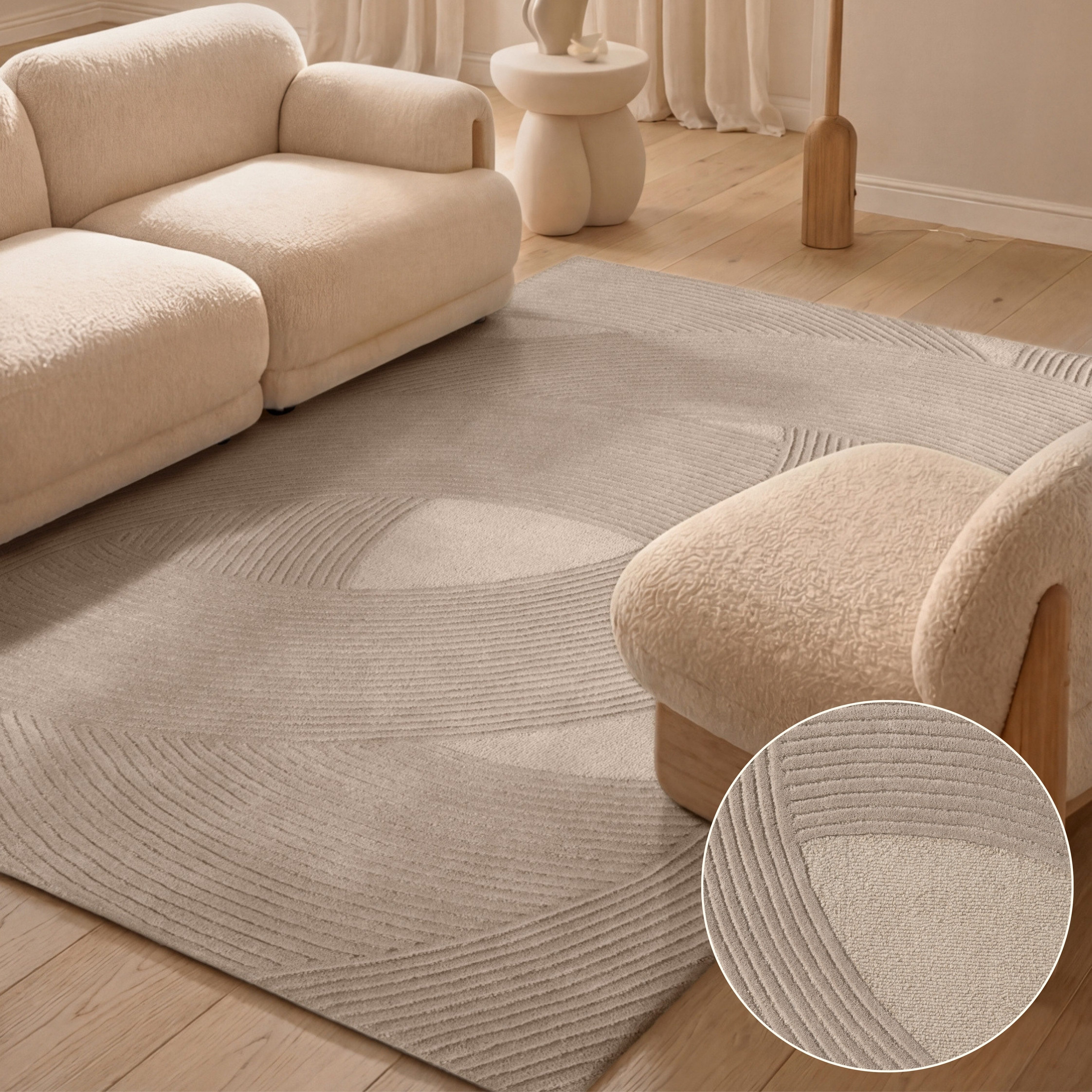 Ted Baker Wollteppich Victoria, auch in rund, rechteckig, Höhe: 18 mm, Naturteppich Wolle, Hoch-Tief-Design, Wohnzimmer, Schlafzimmer