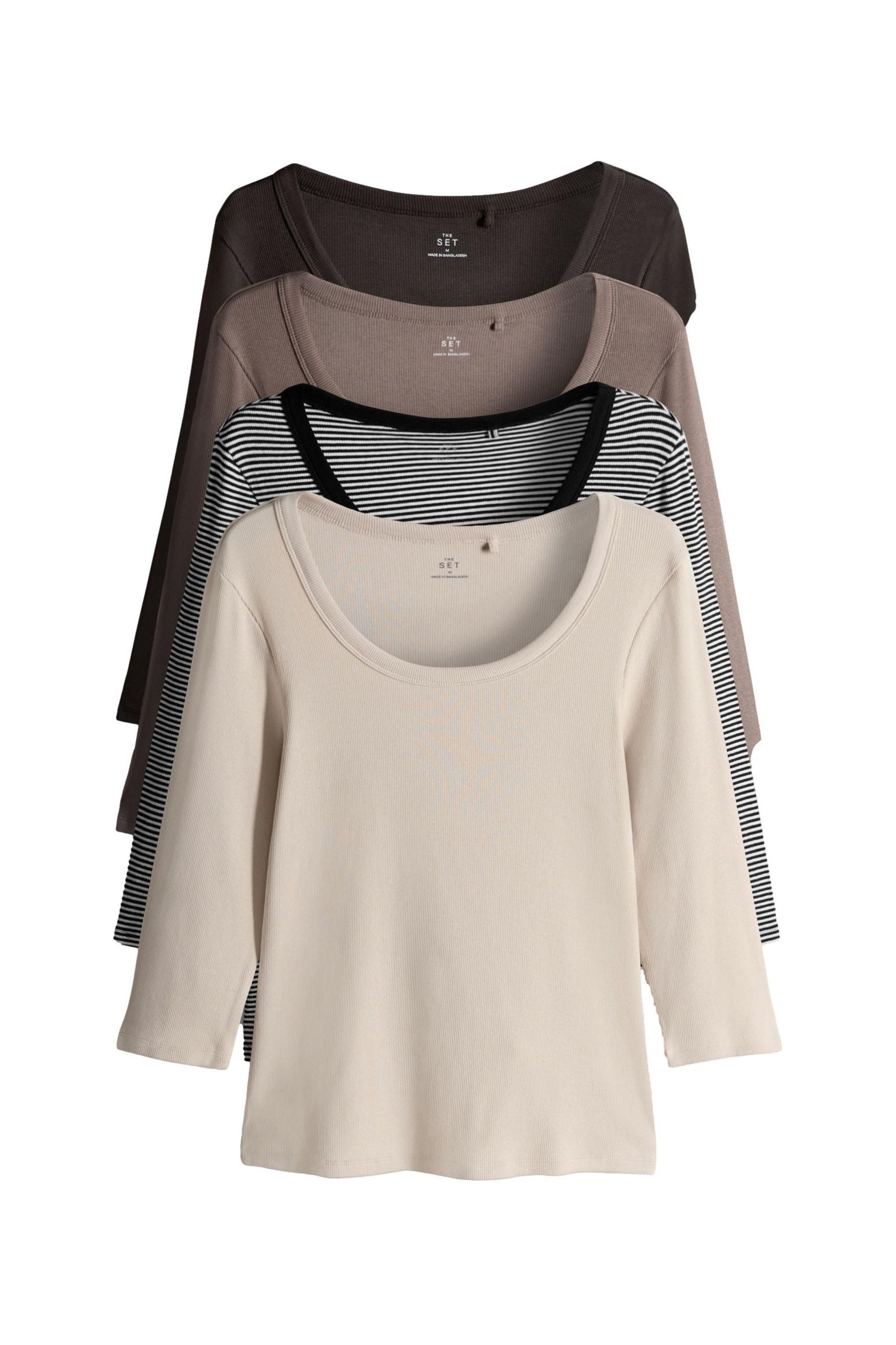 The Set 3/4-Arm-Shirt 4 x The Set T-Shirts mit U-Ausschnitt + 3/4-Ärmeln (4 günstig online kaufen