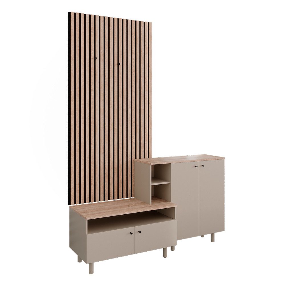 Vicco Garderoben-Set Elano, Greige/Eiche, 140 x 80 cm 2 Teile, (2-St)