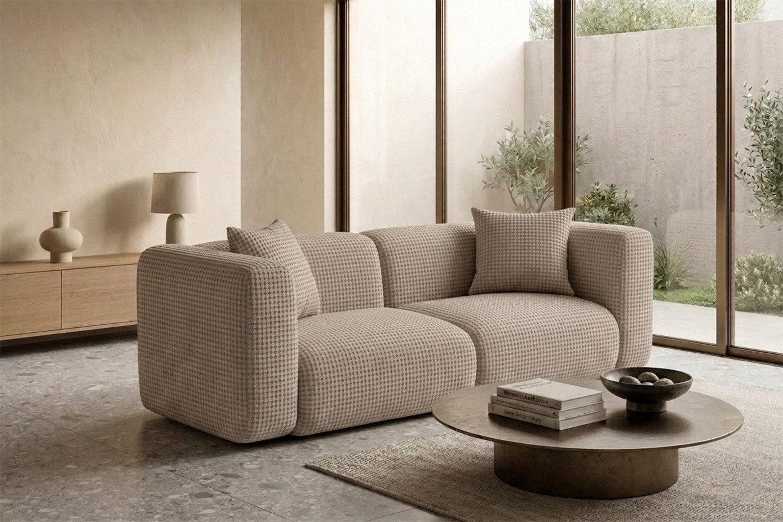 Kaiser Möbel Sofa 2-Sitzer für das Wohnzimmer aus Chenille-Stoff Cremona GRETA