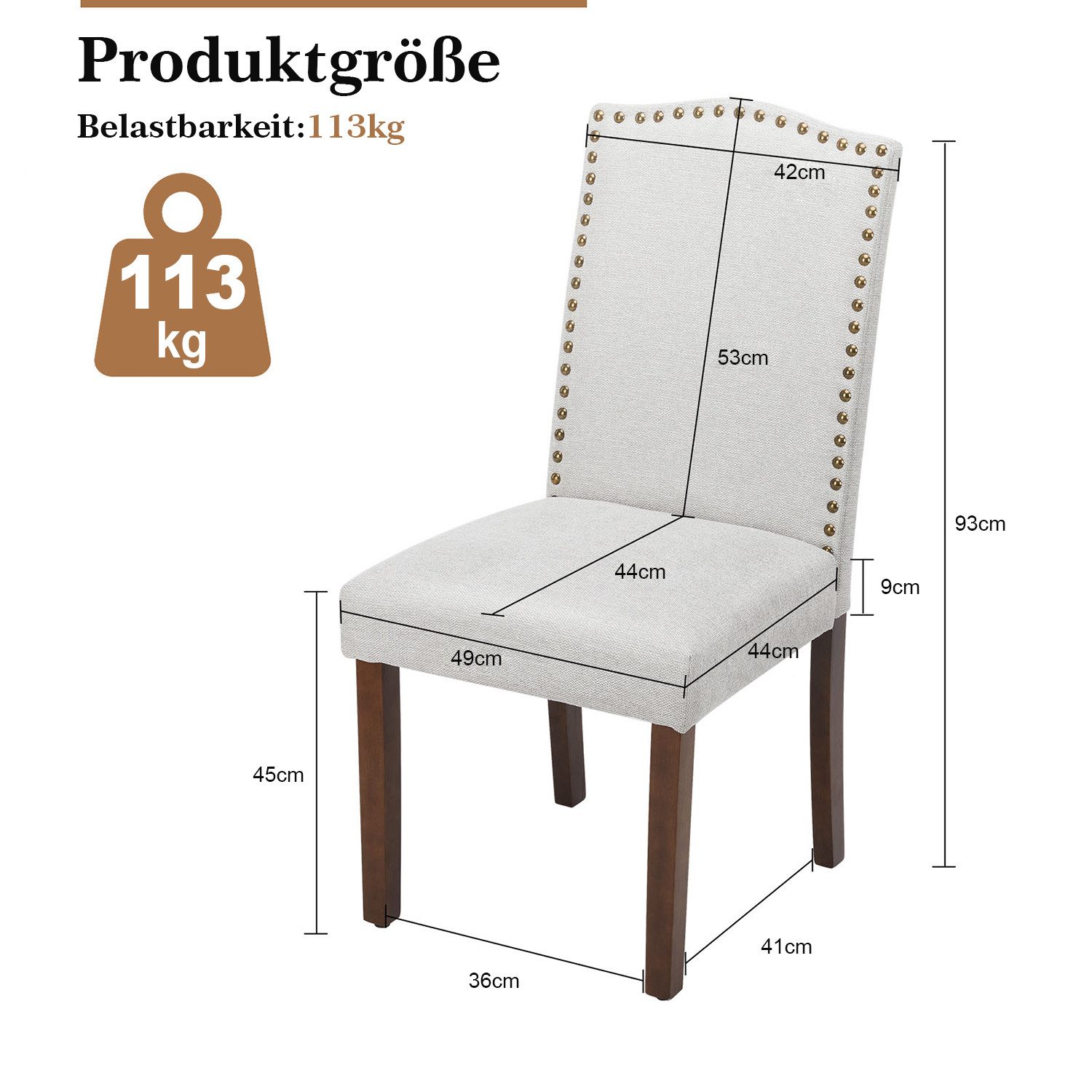 DUMOS Esszimmerstuhl Küchenstuhl 2er-Set mit hoher Rückenlehne, für Küche & günstig online kaufen