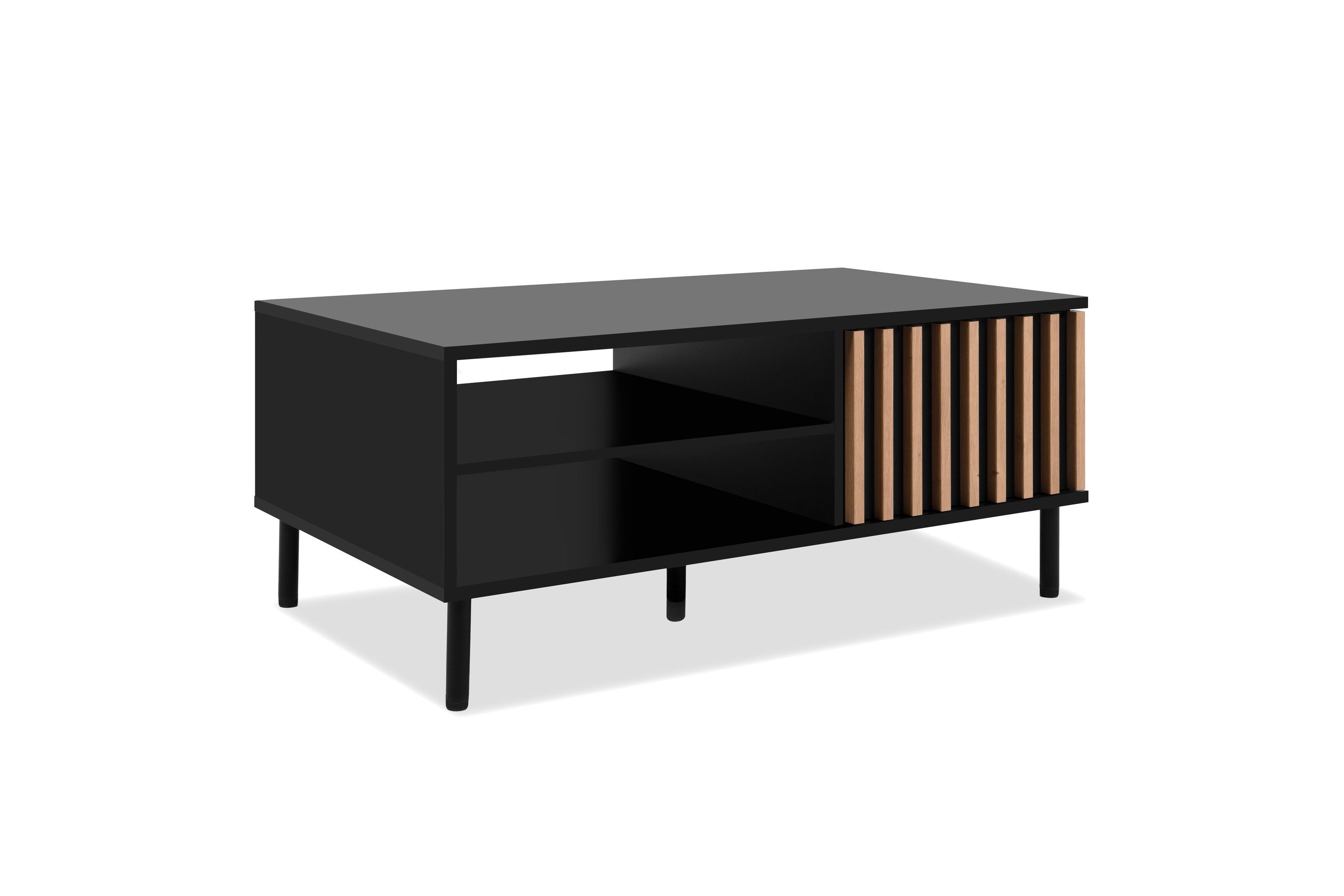 Finori Couchtisch Lamellen-Optik, schwarz / Dekor günstig online kaufen